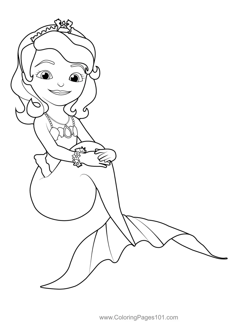 Princess Sofia In Mermaid Outfit Coloring Page For Kids Free Sofia Printable Coloring Pages Online For Kids ColoringPages101 Coloring Pages For Kids