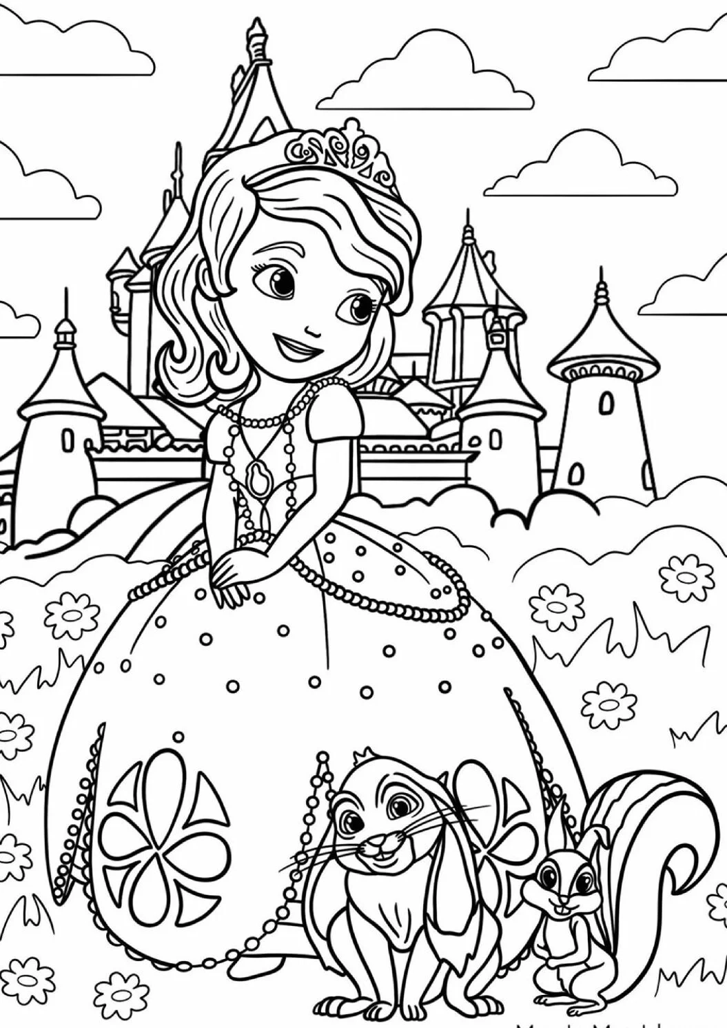 Princess Sofia Royal Garden Scene Coloring Page For Kids Free Activity PDF Download The Imagination Hive