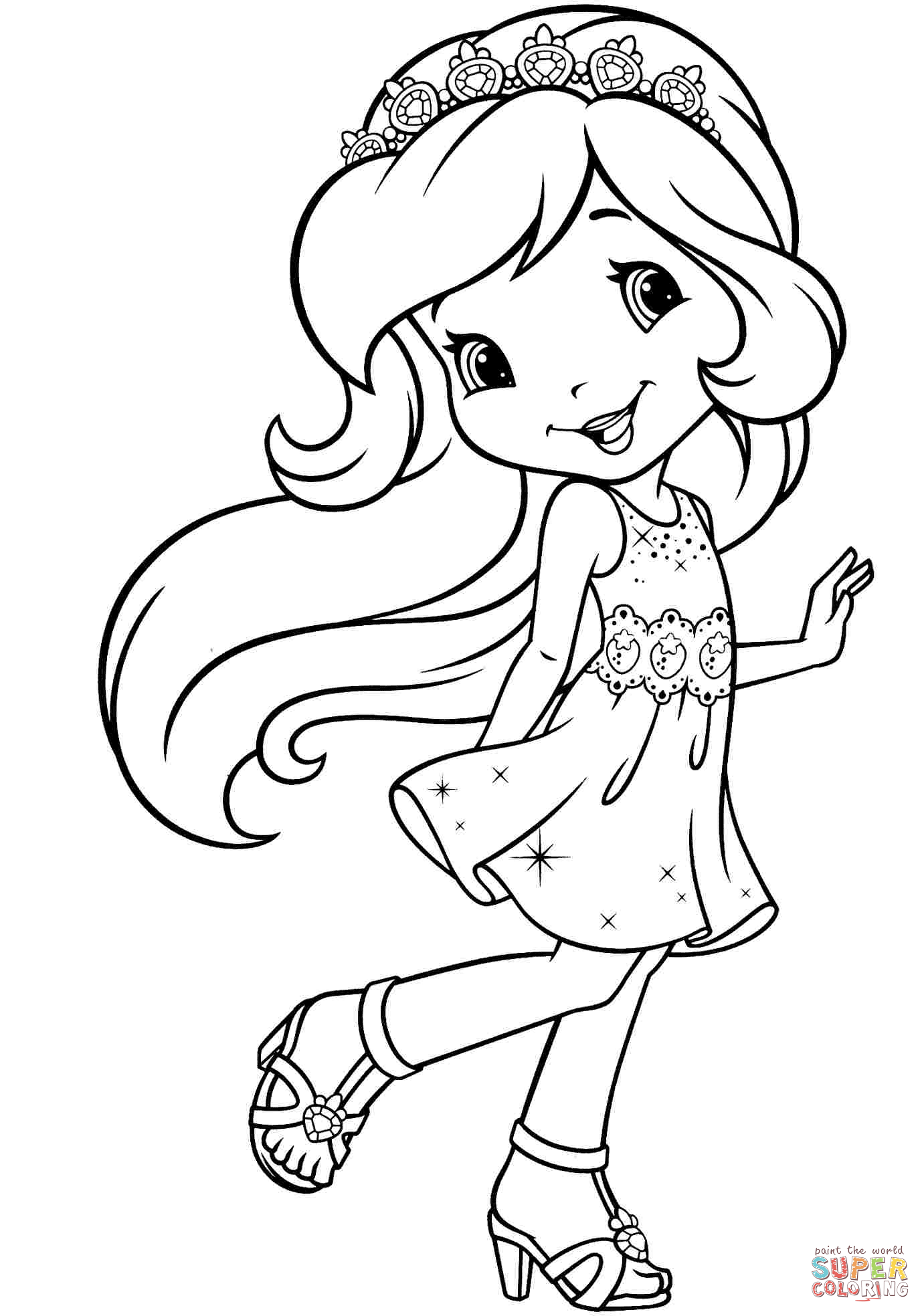 Princess Strawberry Shortcake Coloring Page Free Printable