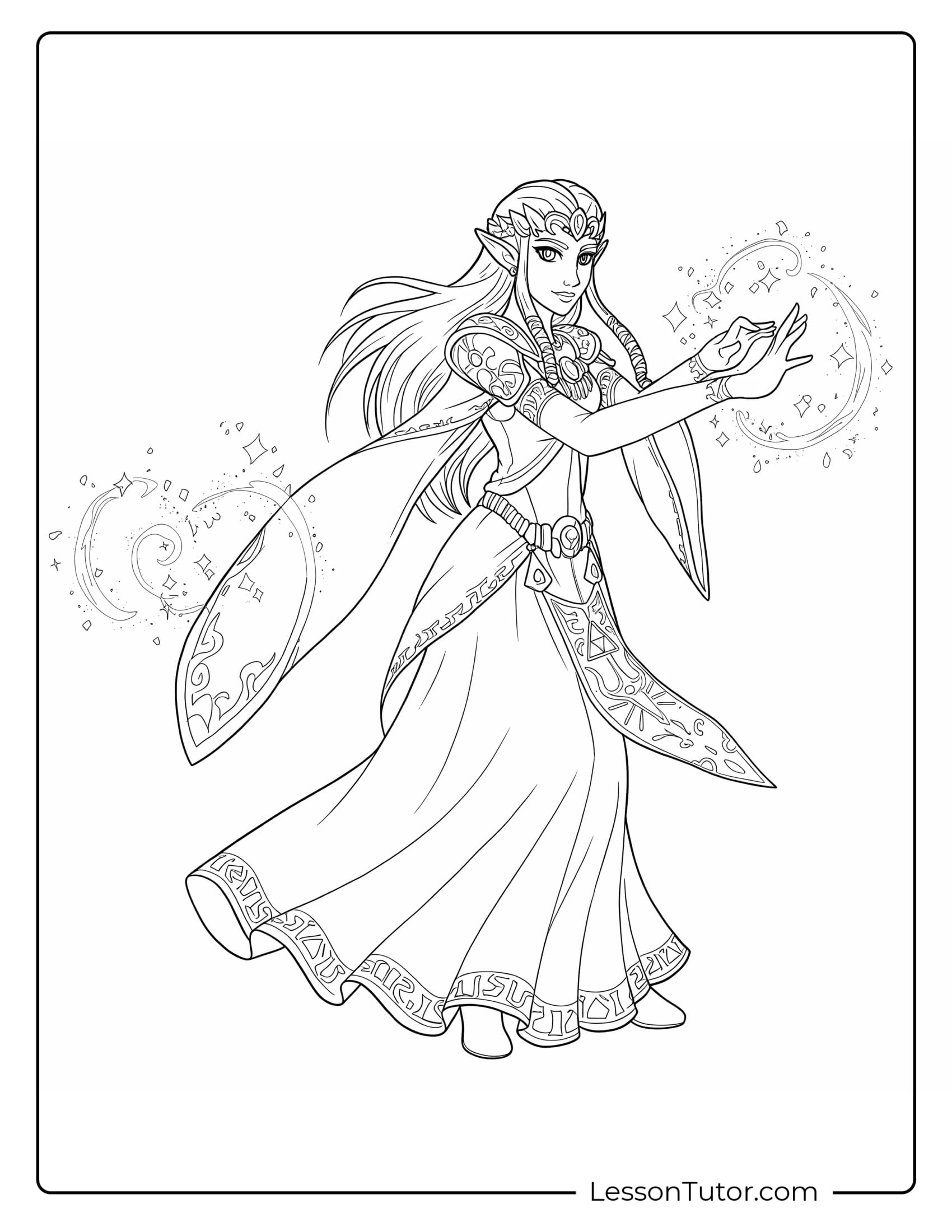 Princess Zelda Coloring Pages Lesson Tutor