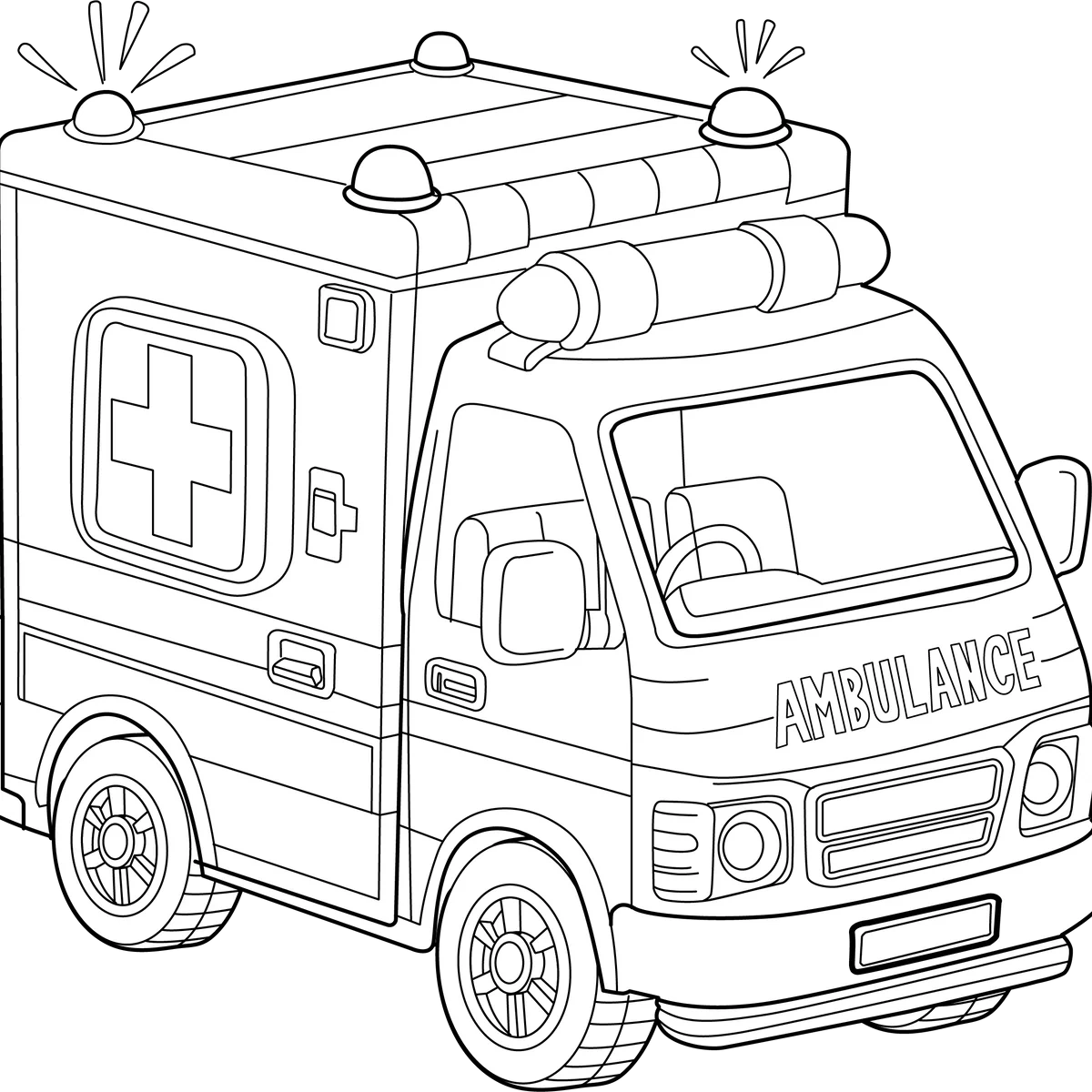 Printable Ambulance Coloring Page