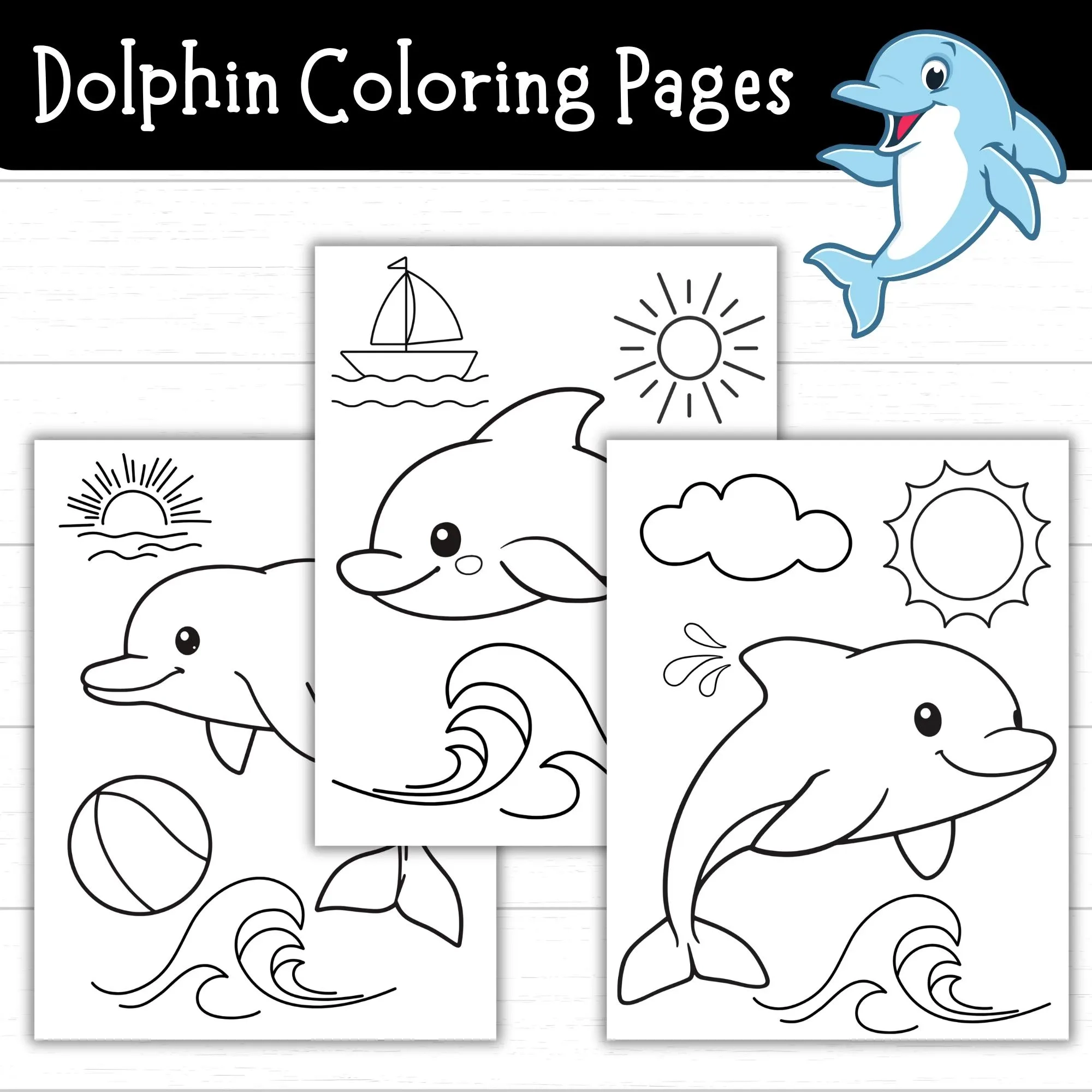 Printable Dolphin Coloring Pages For Kids PDF Etsy Printable Dolphin Coloring Pages For Kids PDF Etsy