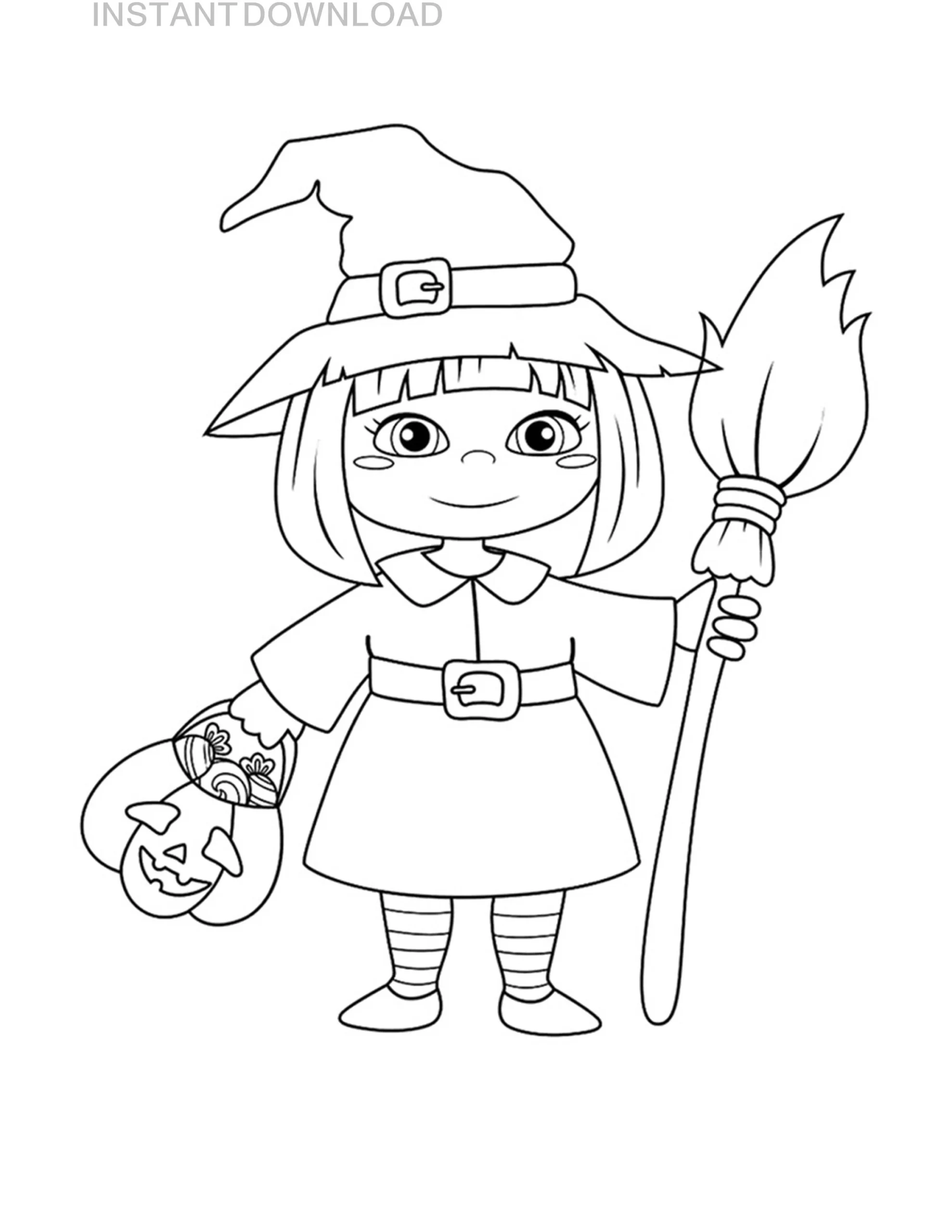 Printable Halloween Princess Coloring Page Plus Bonus Instant Download Digital File 8 5 X 11 Printable Etsy