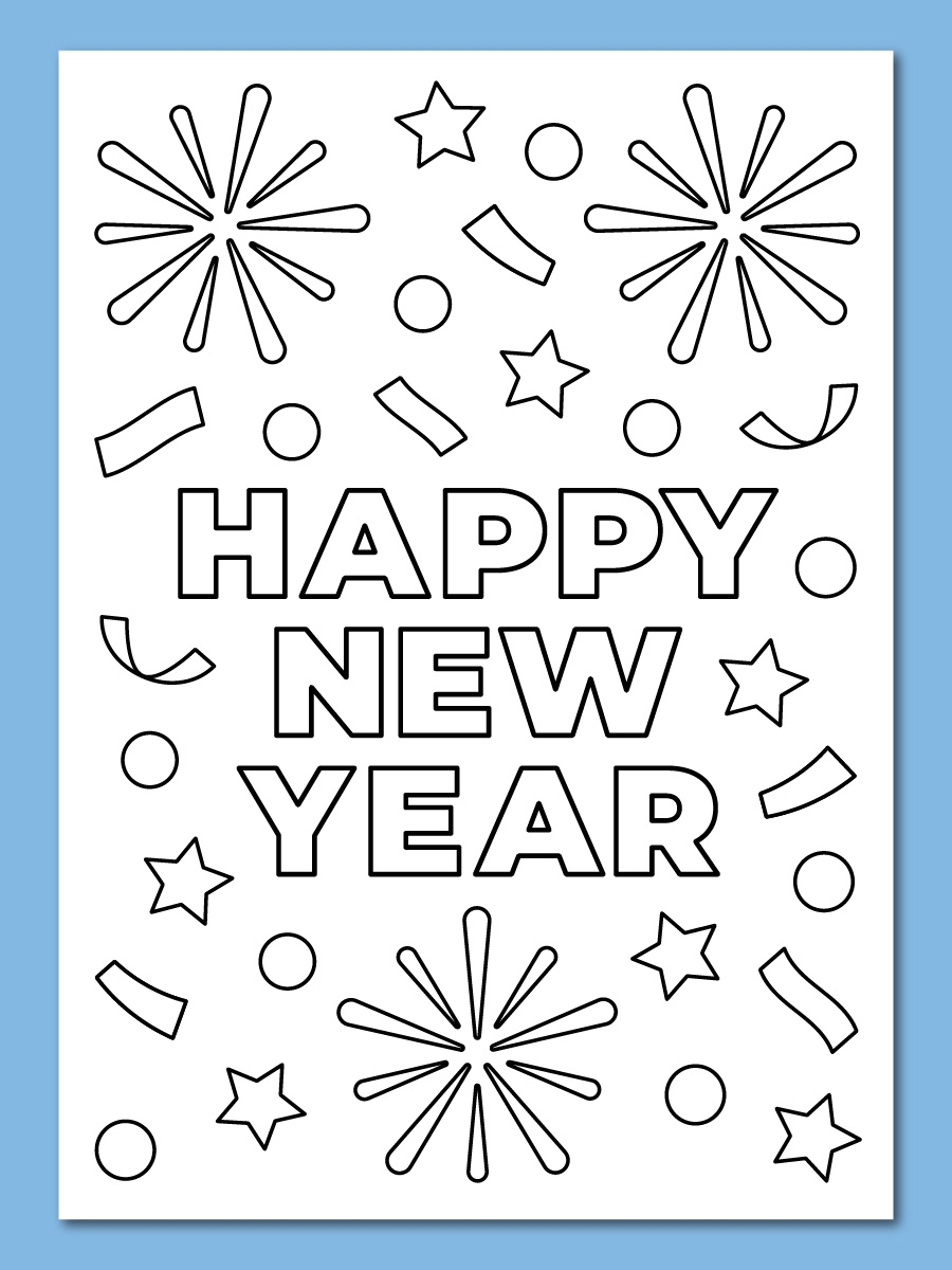 happy new year coloring page