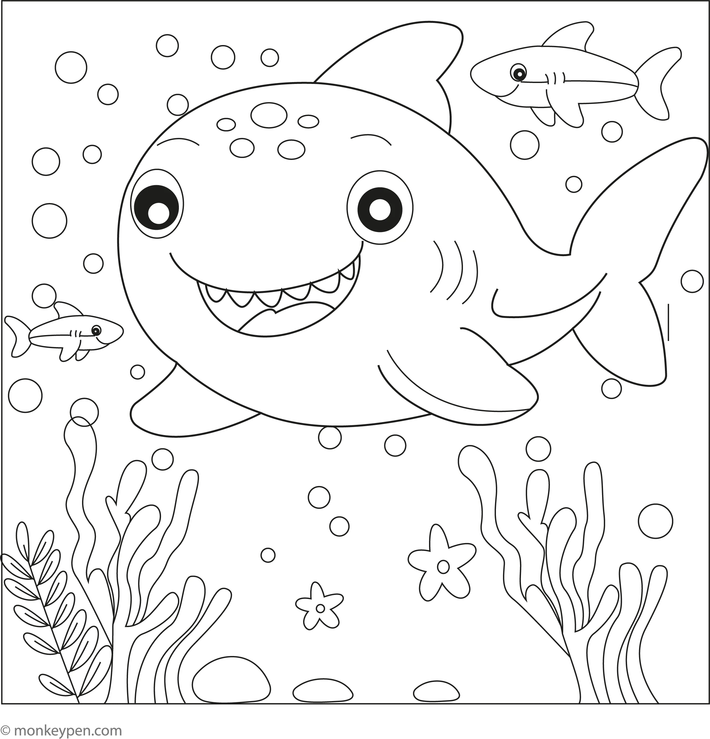 Printable Shark Coloring Book Page PDF For Children