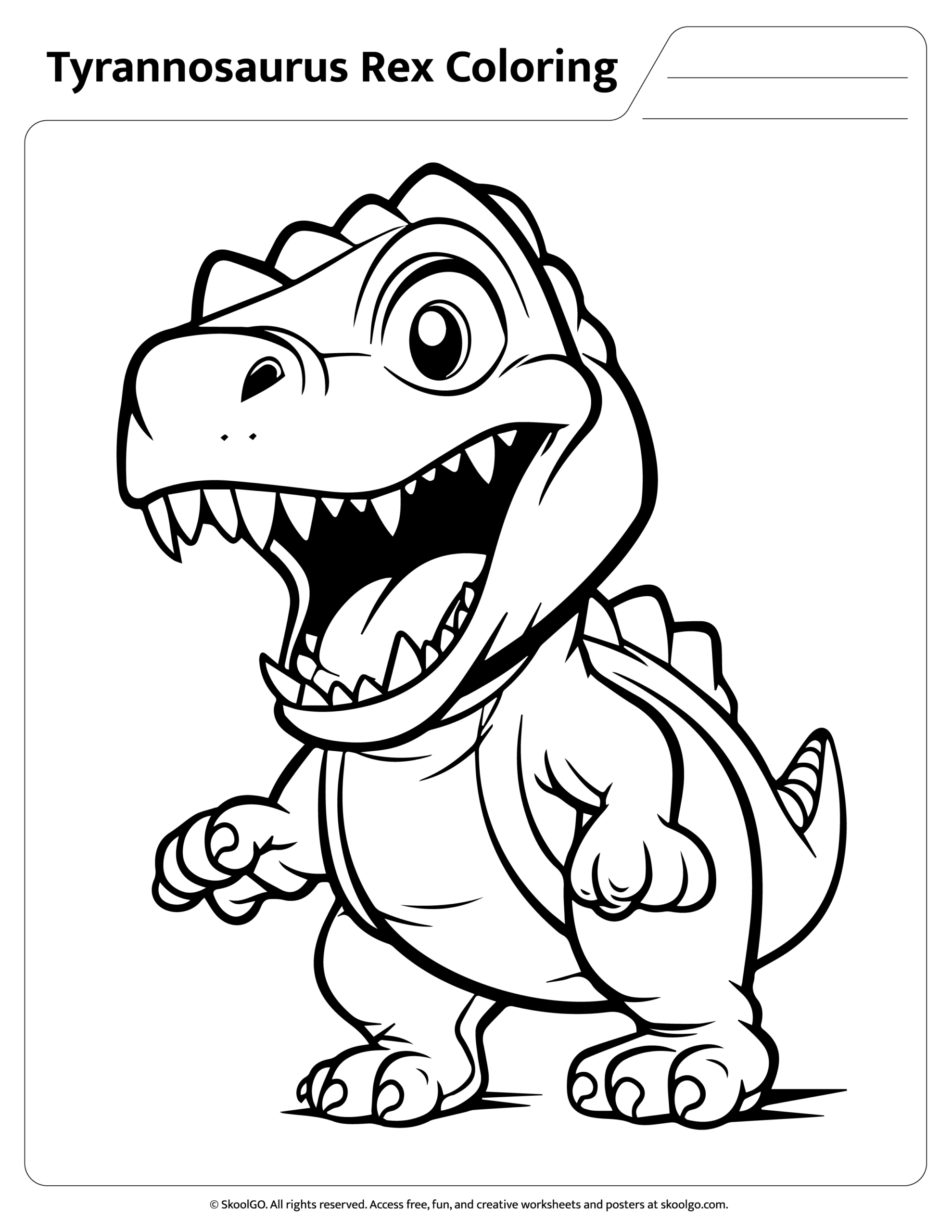 Printable T Rex Coloring Pages For Early Learners PK 2
