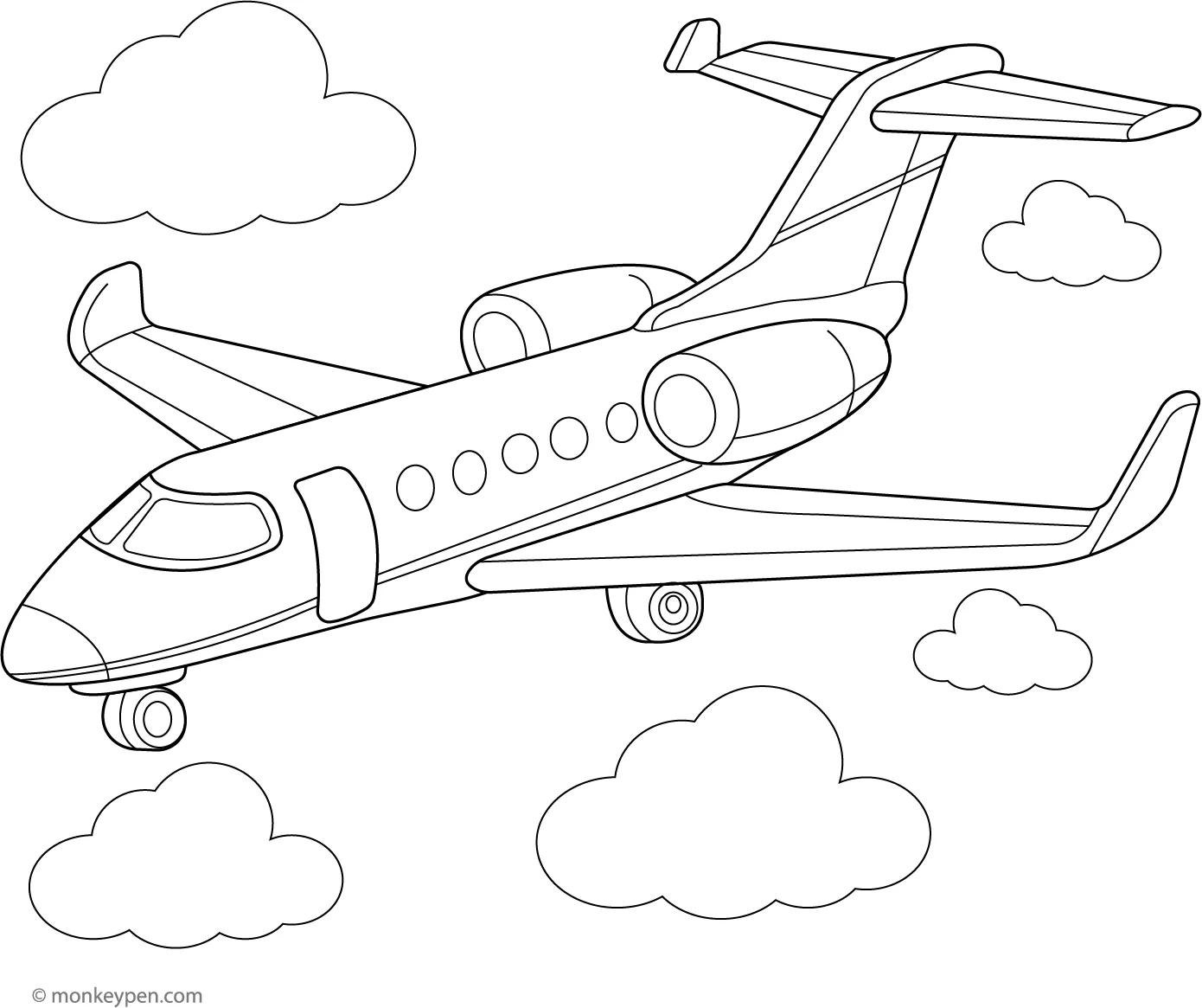 Private Jet Free Coloring Page