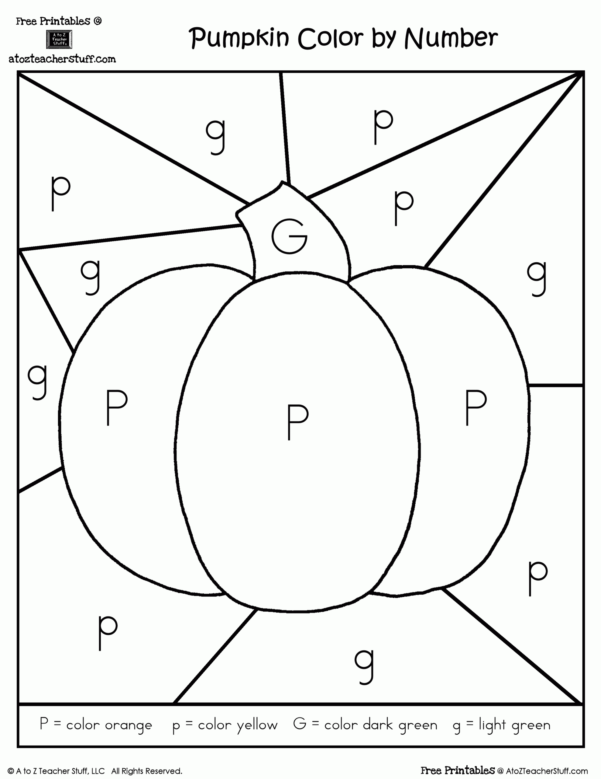 Pumpkin Color By Number A To Z Teacher Stuff