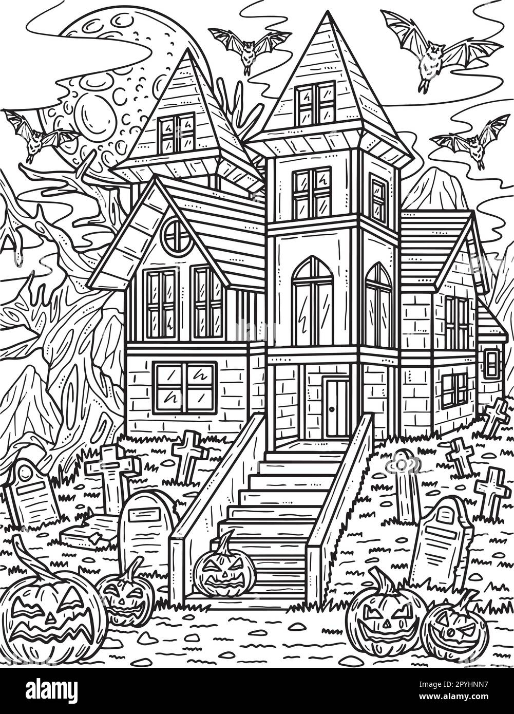 coloring pages of a haunted house