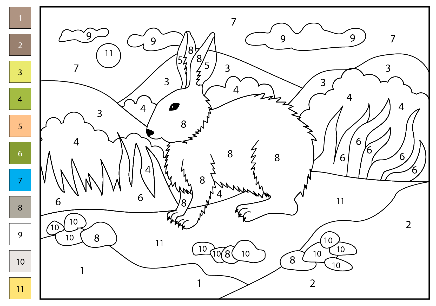 Rabbit Color By Number Coloring Page Free Printable Rabbit Color By Number Coloring Page Free Printable