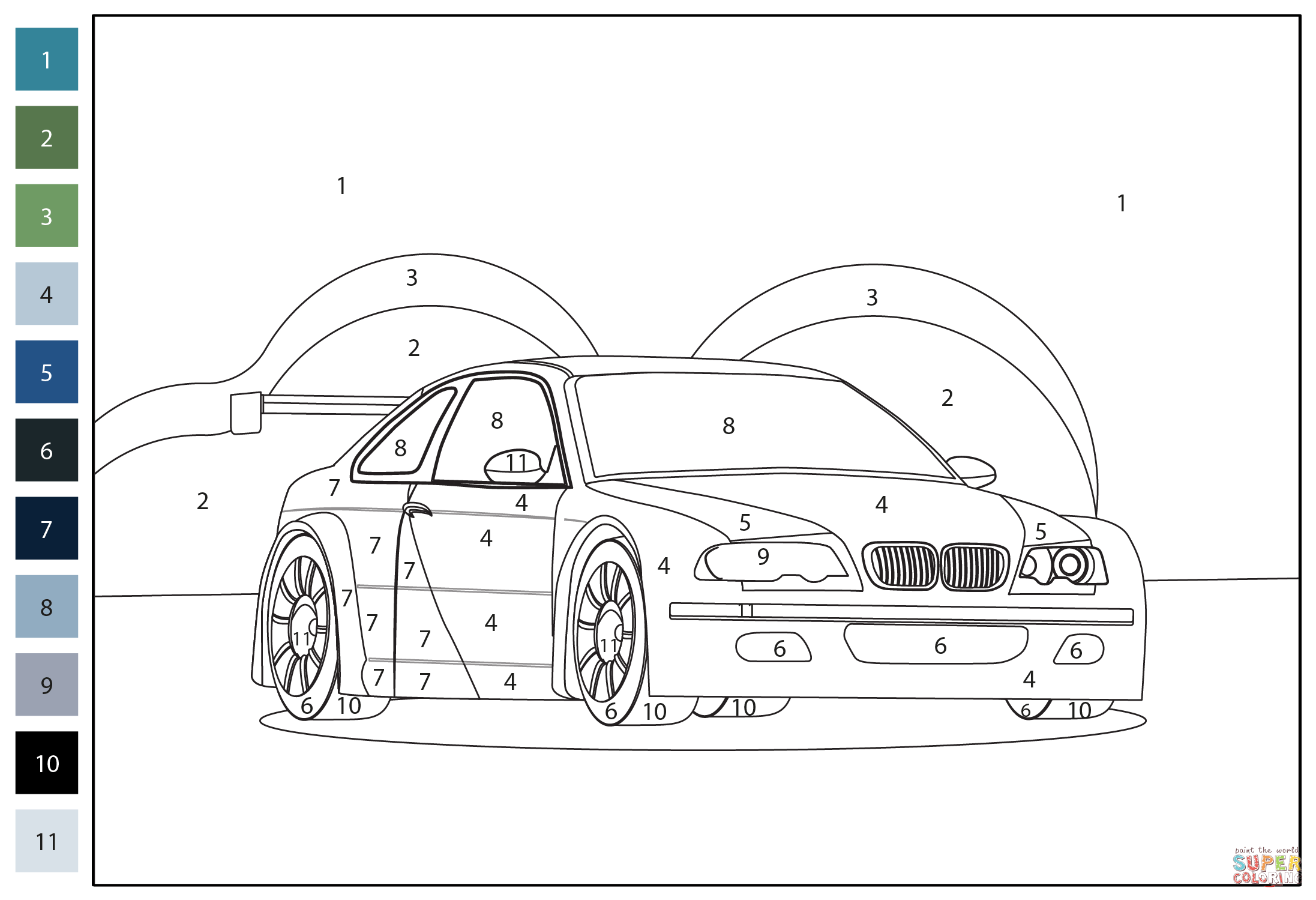 Race Car Color By Number Coloring Page Free Printable