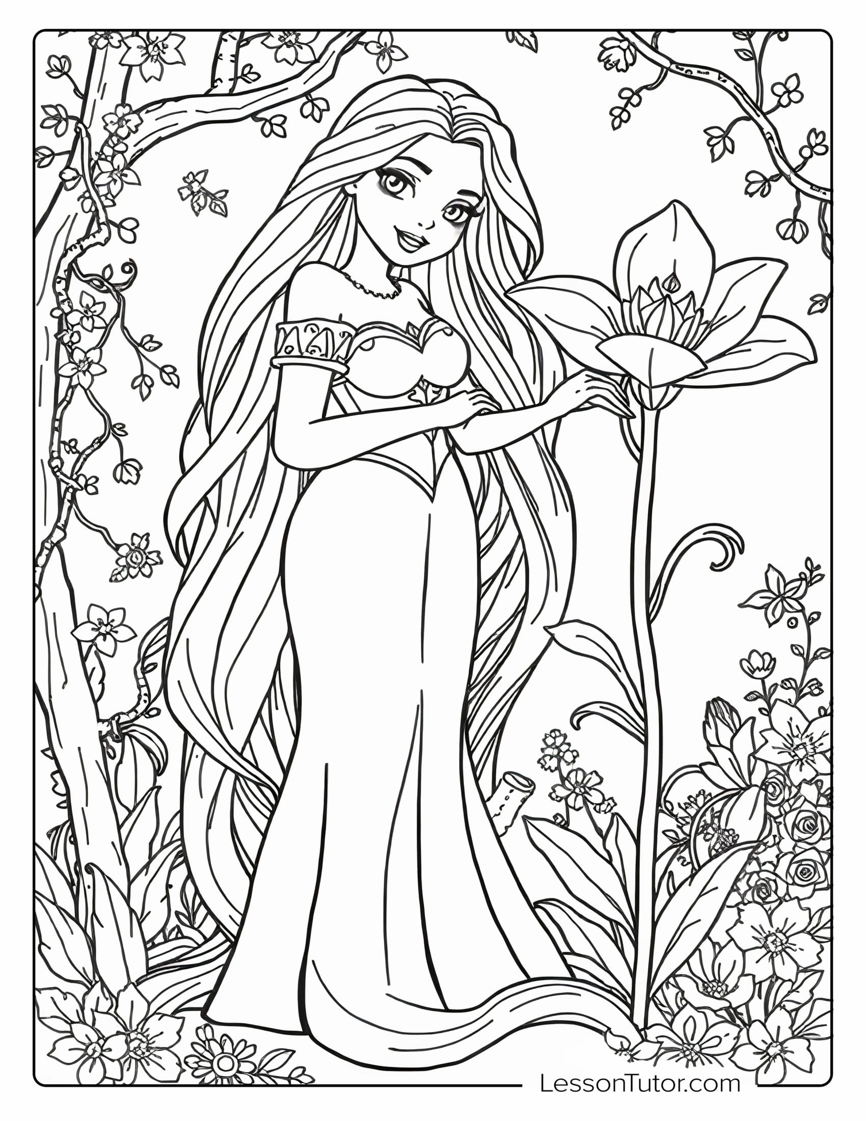 Rapunzel Coloring Pages Lesson Tutor Rapunzel Coloring Pages Lesson Tutor