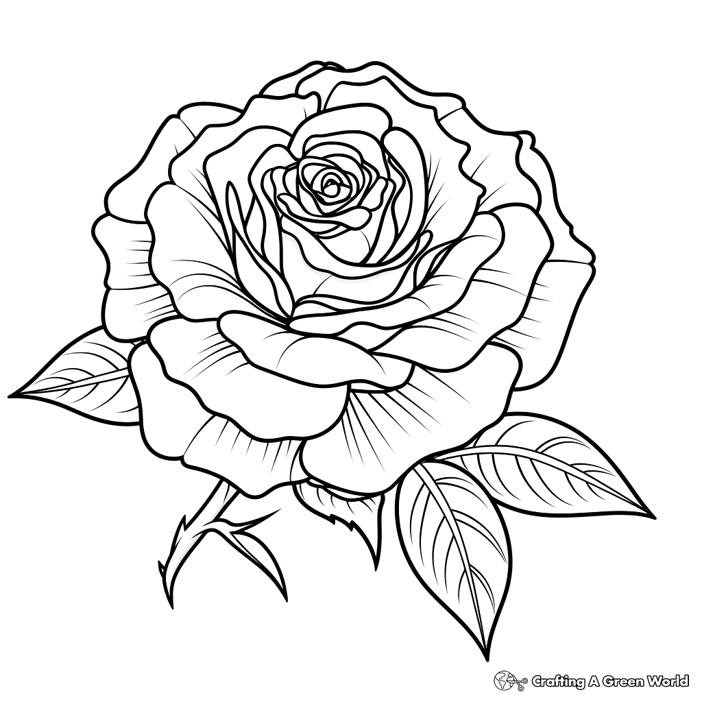 Realistic Rose Coloring Pages Free Printable 