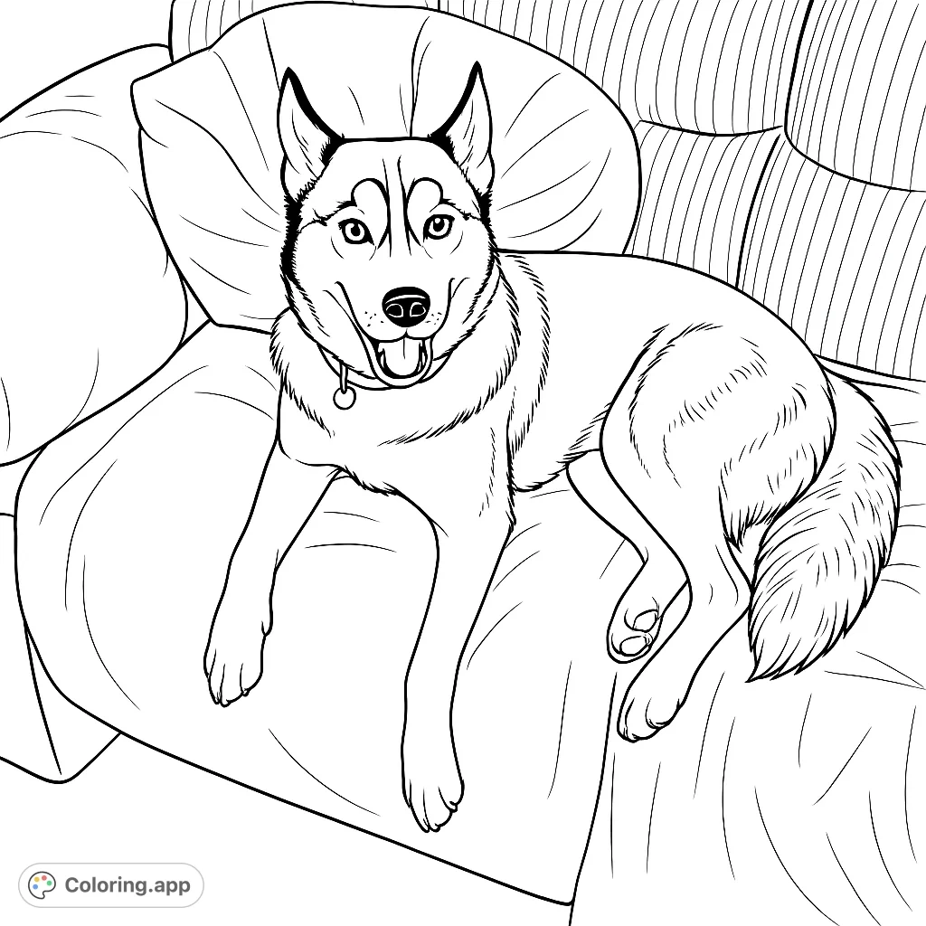 Relaxing Husky Dog Coloring app