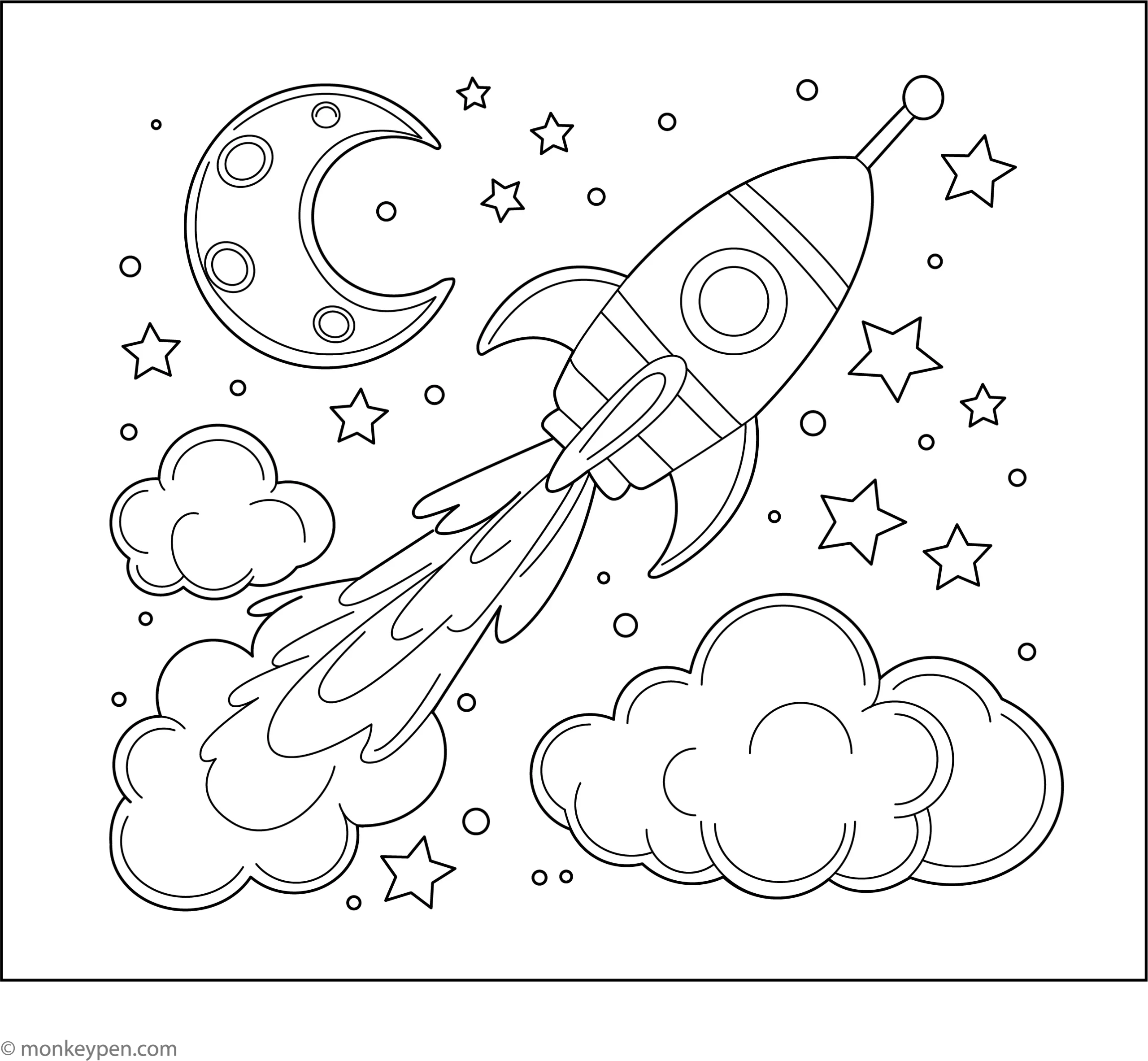 Rocket Launch Coloring Page Free Coloring Page PDF