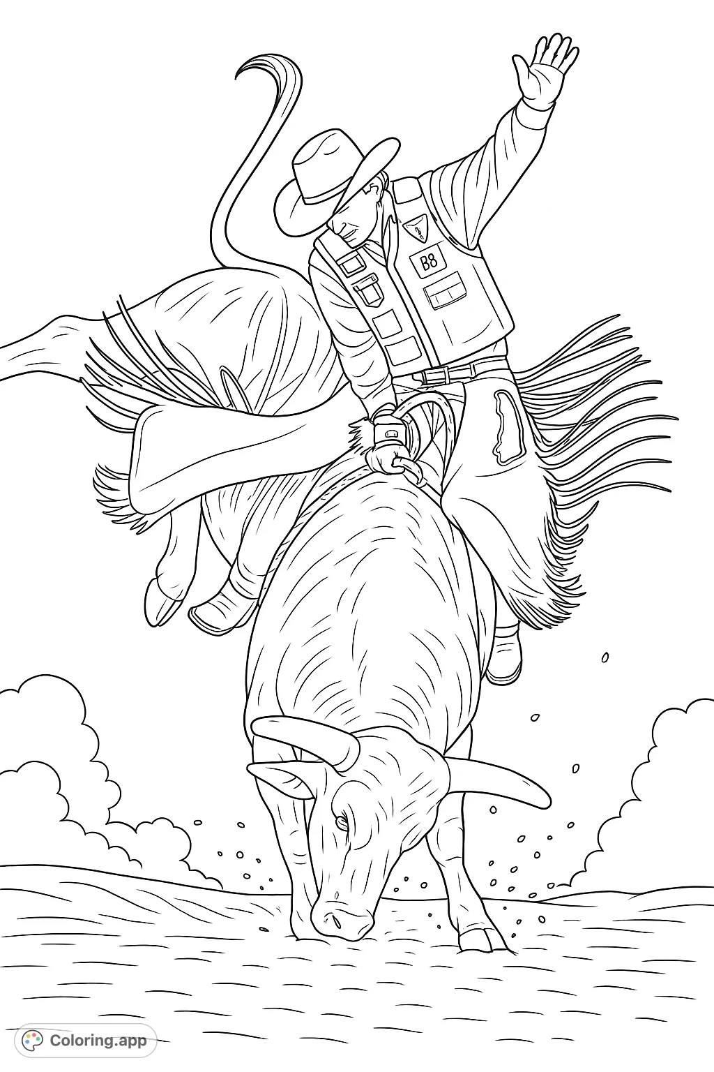 Rodeo Bull Rider Action Coloring app
