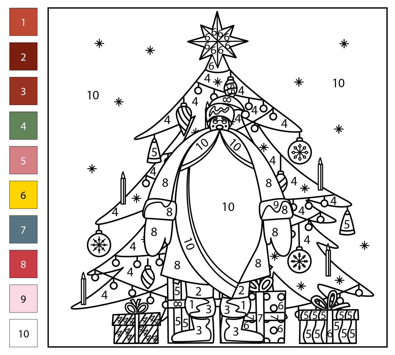 Santa Claus Color By Number Coloring Page Free Printable