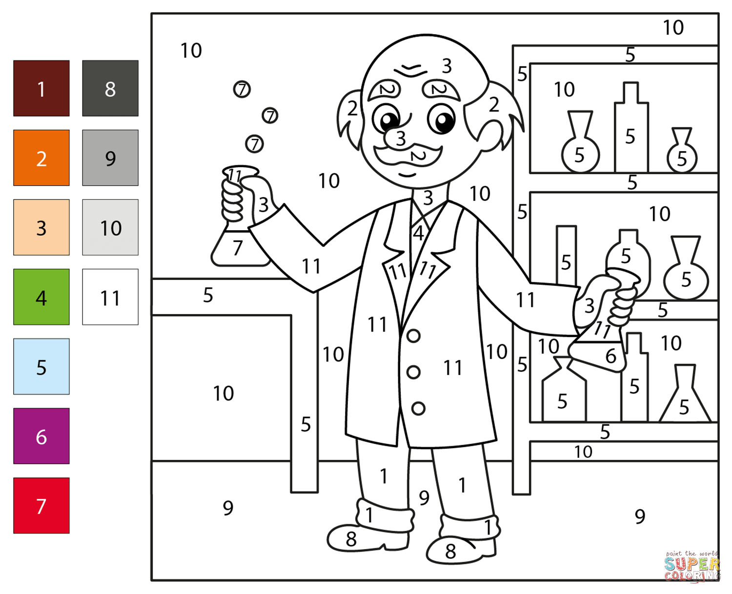 Scientist Color By Number Coloring Page Free Printable Scientist Color By Number Coloring Page Free Printable