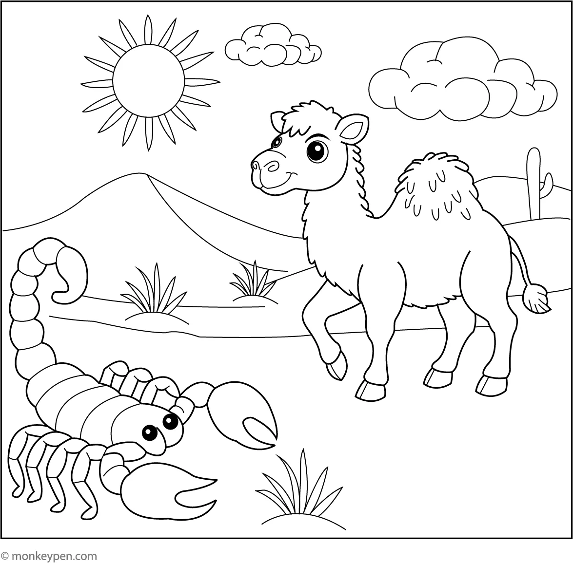 Scorpion And Camel Free Desert Themed Coloring Pages For Kids Scorpion And Camel Free Desert Themed Coloring Pages For Kids