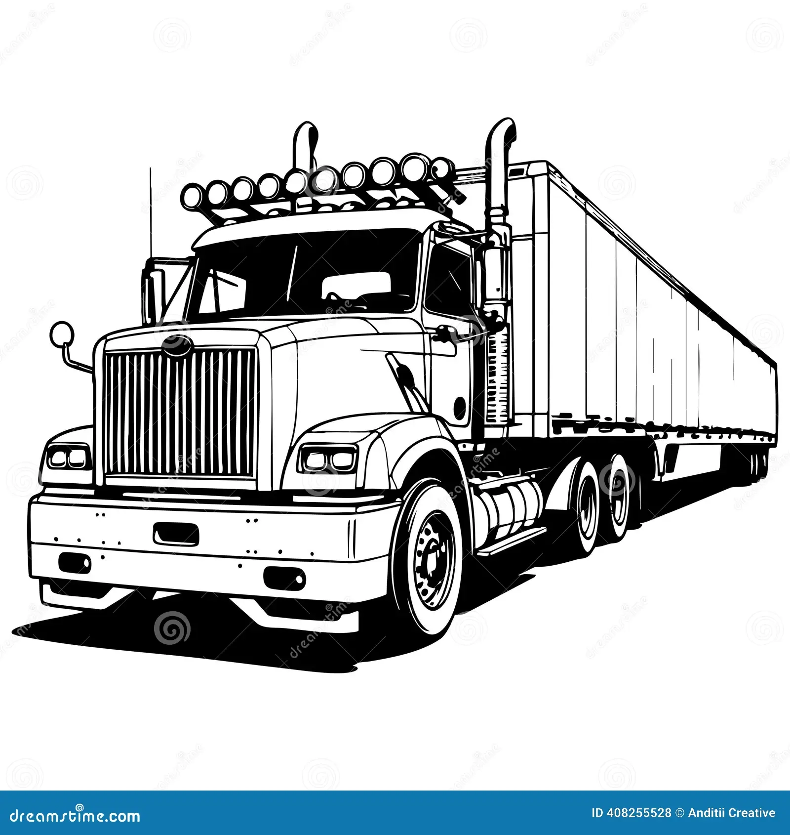 Semi Truck Coloring Page Stock Vector Illustration Of Printable 408255528