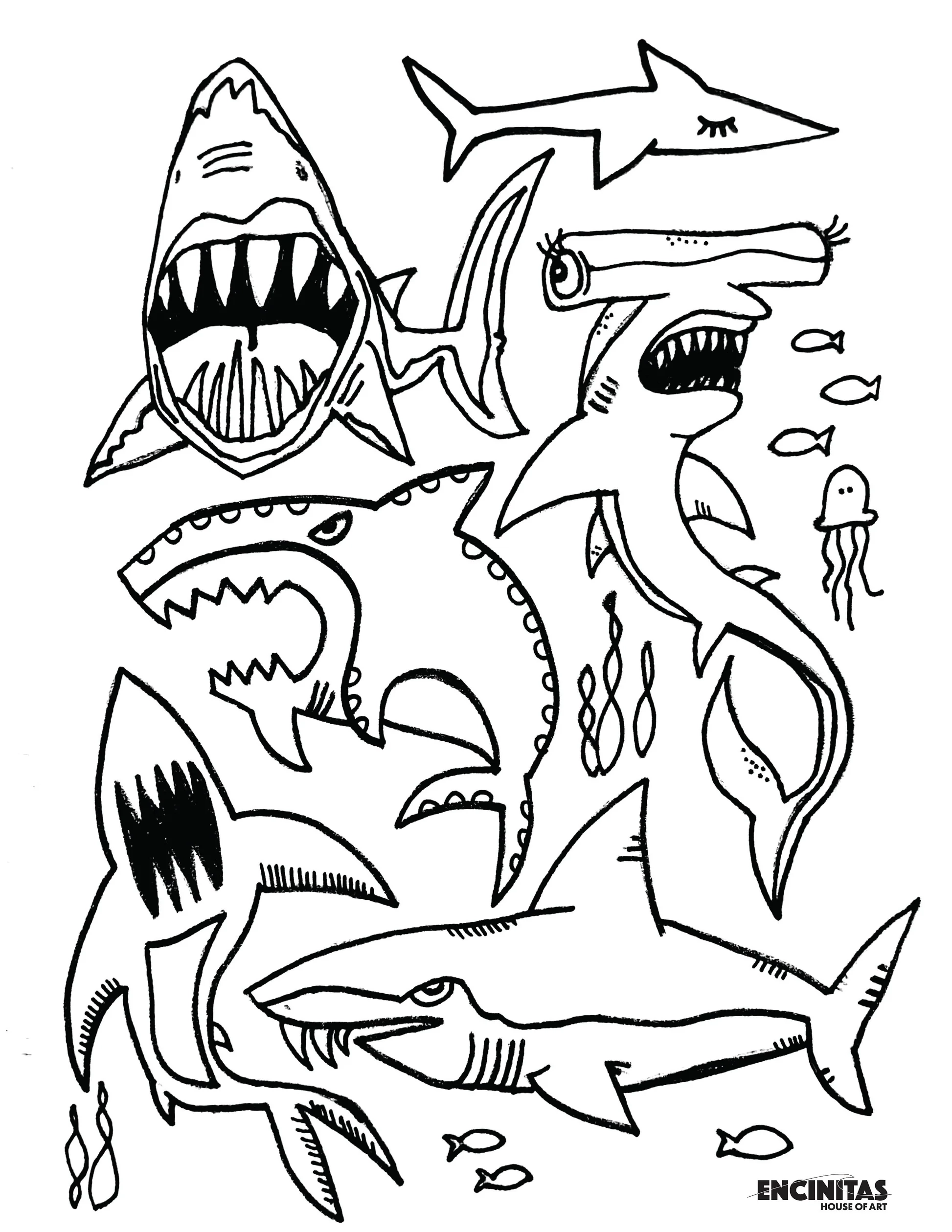 Shark Coloring Page Encinitas House Of Art