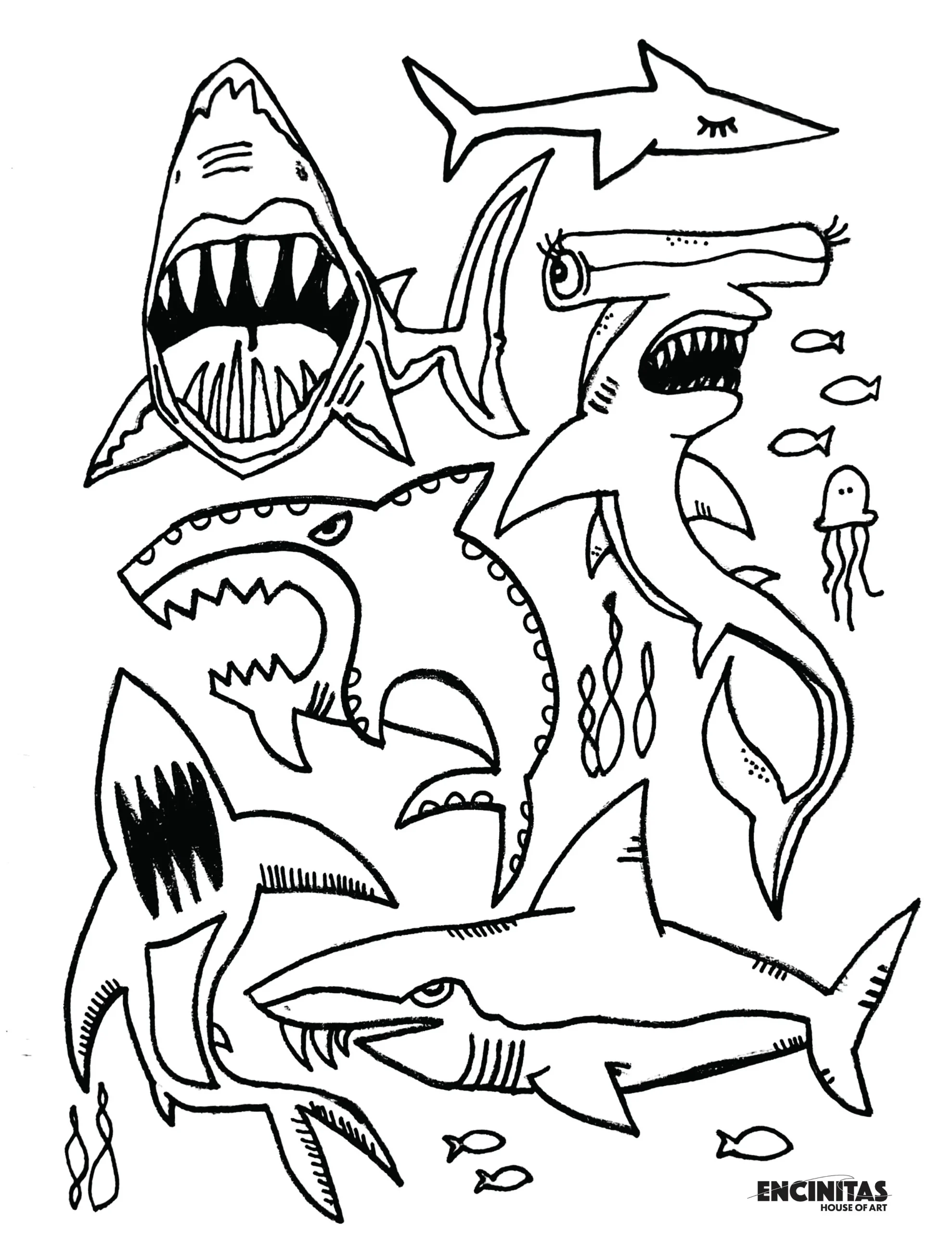 Shark Coloring Page Encinitas House Of Art