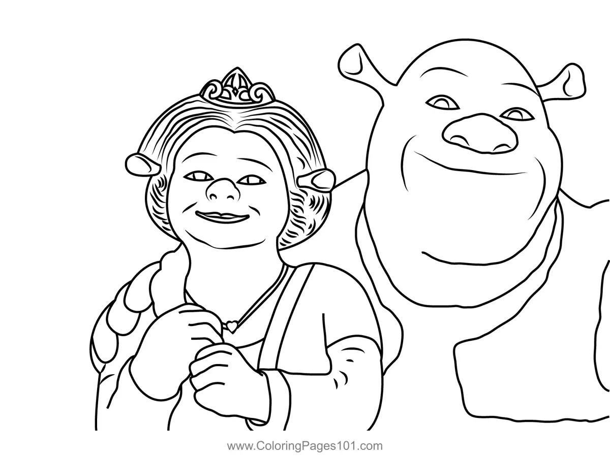 Shrek And Princess Fiona Coloring Page For Kids Free Shrek The Third Printable Coloring Pages Online For Kids ColoringPages101 Coloring Pages For Kids