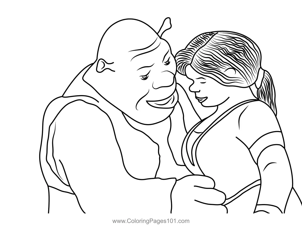 Shrek And Princess Fiona In Love Coloring Page For Kids Free Shrek The Third Printable Coloring Pages Online For Kids ColoringPages101 Coloring Pages For Kids