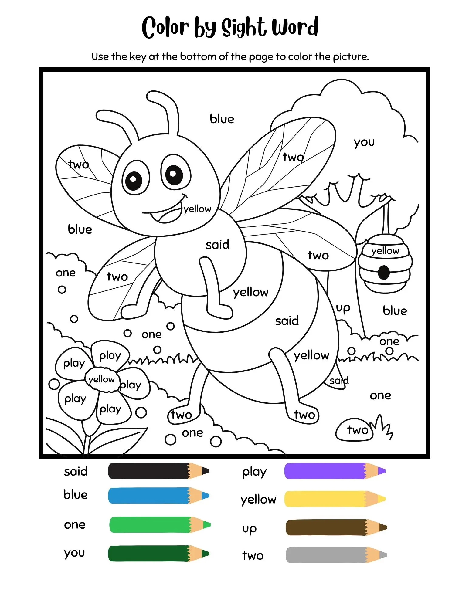 Sight Words Coloring Pages Preschool Kindergarten Activity PDF Pattern Etsy