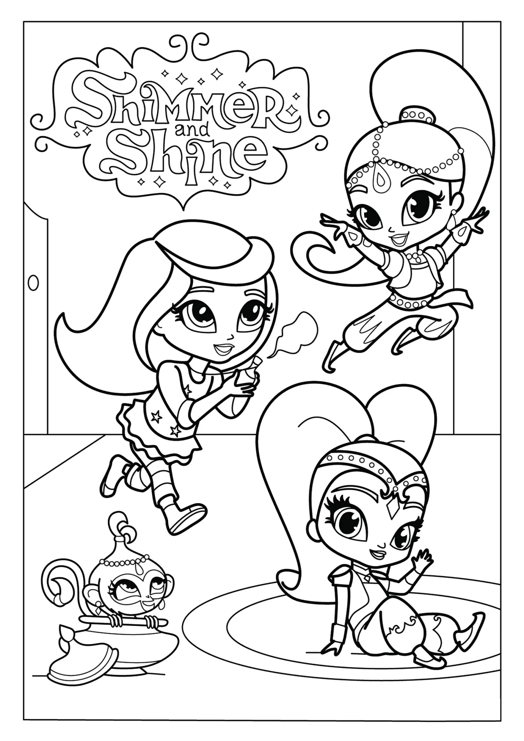 Simple Coloring Inspired By Shimmer And Shine Shimmer And Shine Coloring Pages