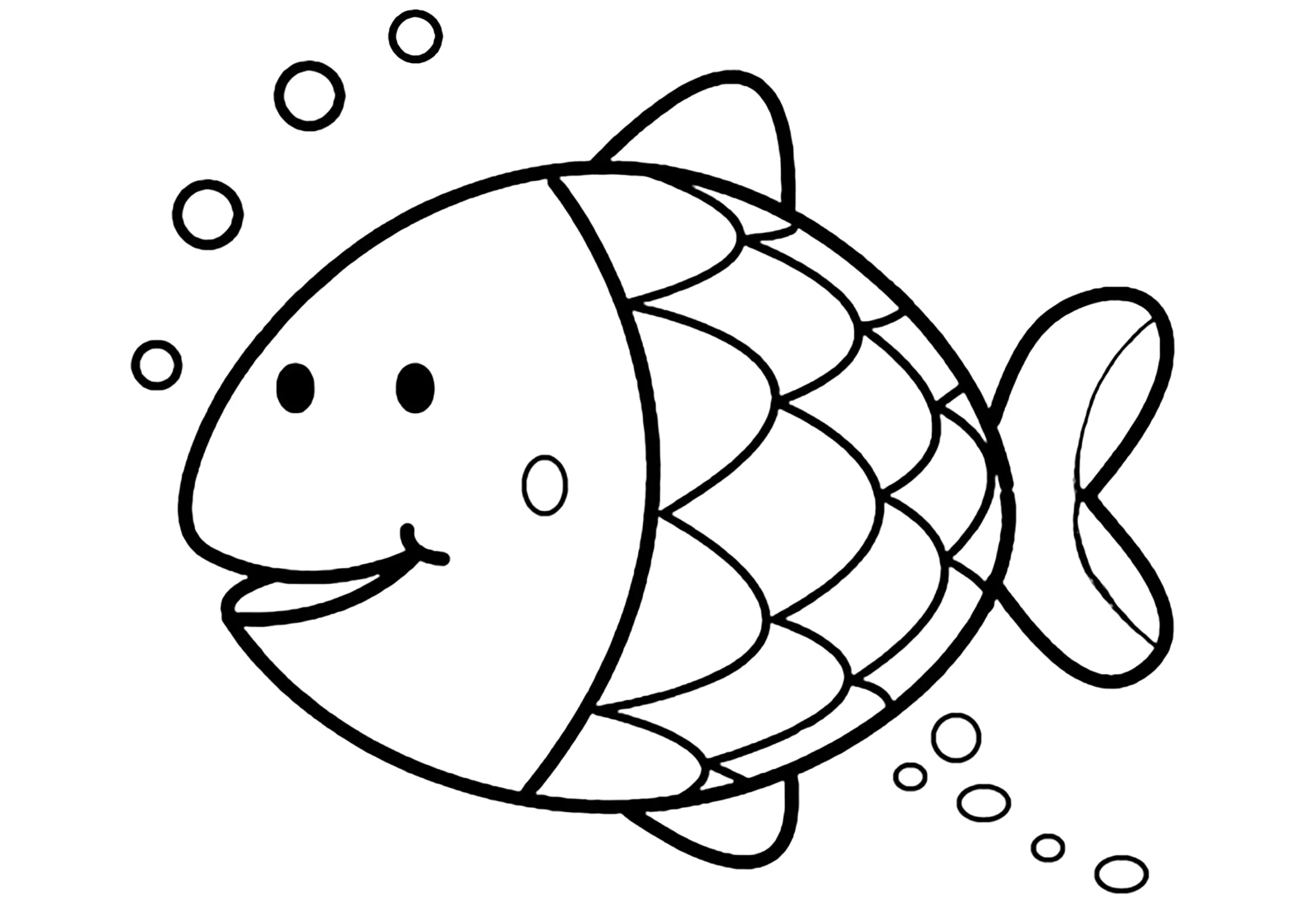 Simple Fish With Small Bubbles Fish Coloring Pages Simple Fish With Small Bubbles Fish Coloring Pages