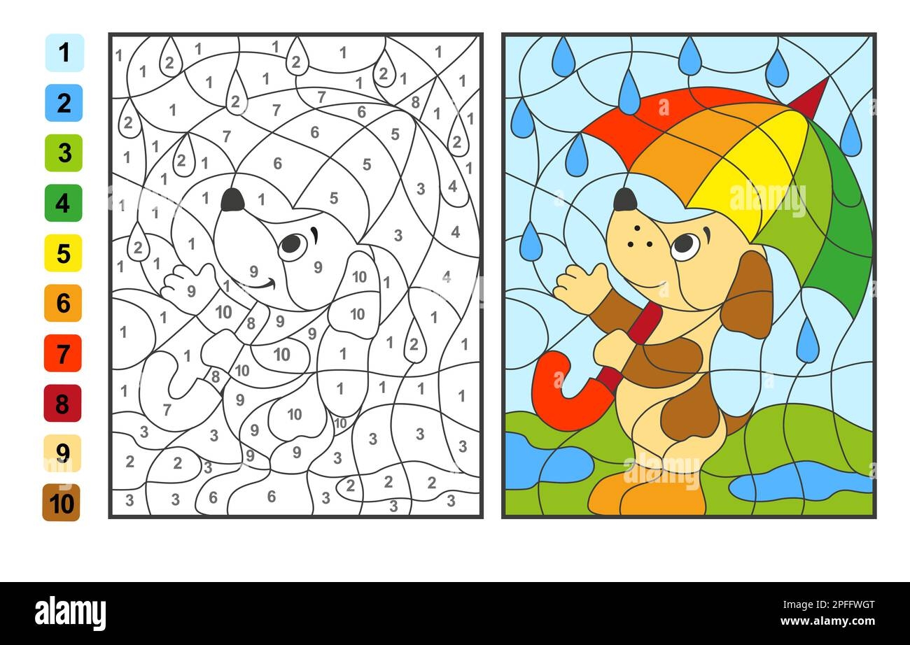 Simple Level Vector Coloring Pet Animal Dog Color By Numbers Puzzle Game For Children Education Stock Vector Image Art Alamy