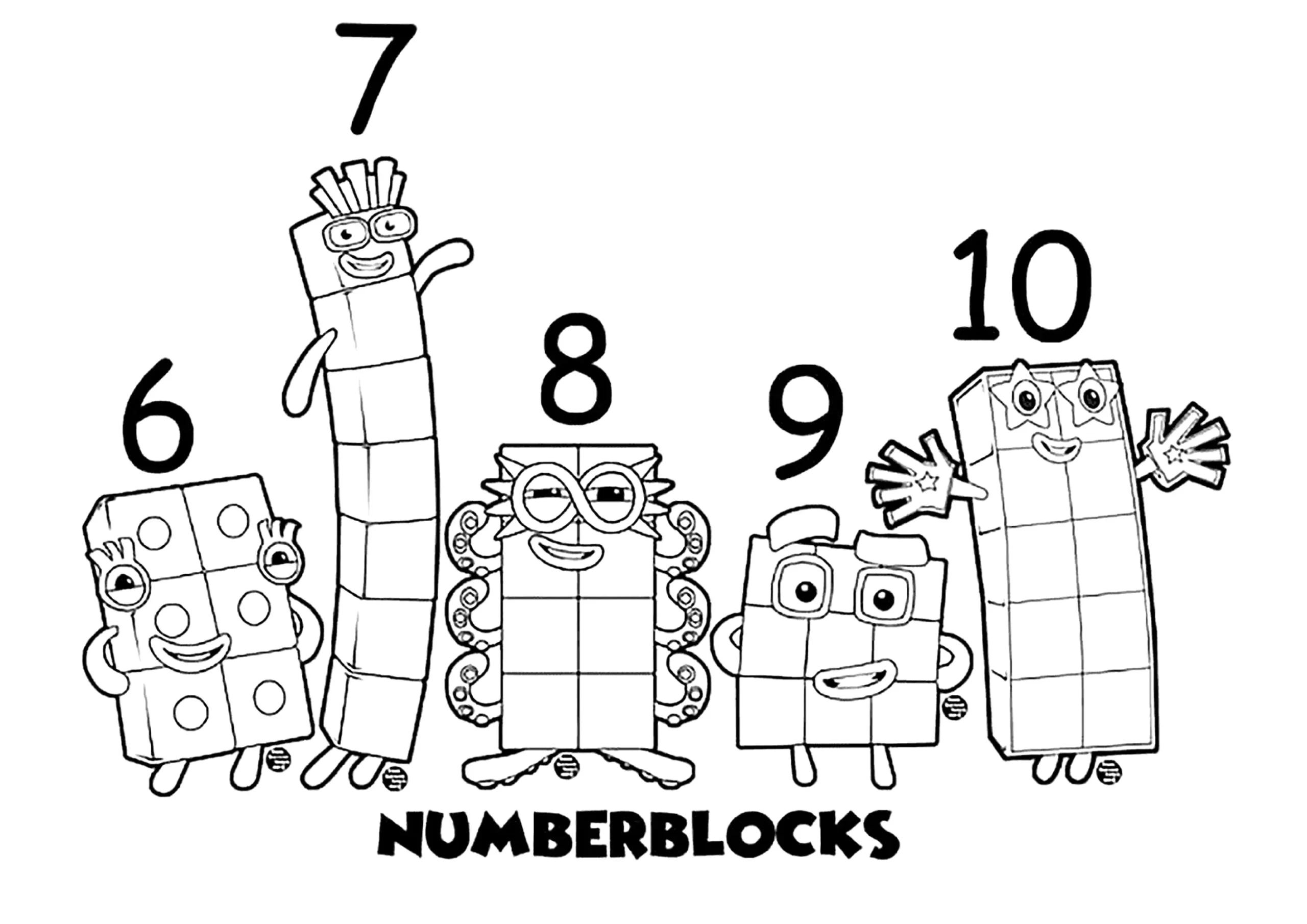 Six To Ten Numberblocks Coloring Pages Six To Ten Numberblocks Coloring Pages