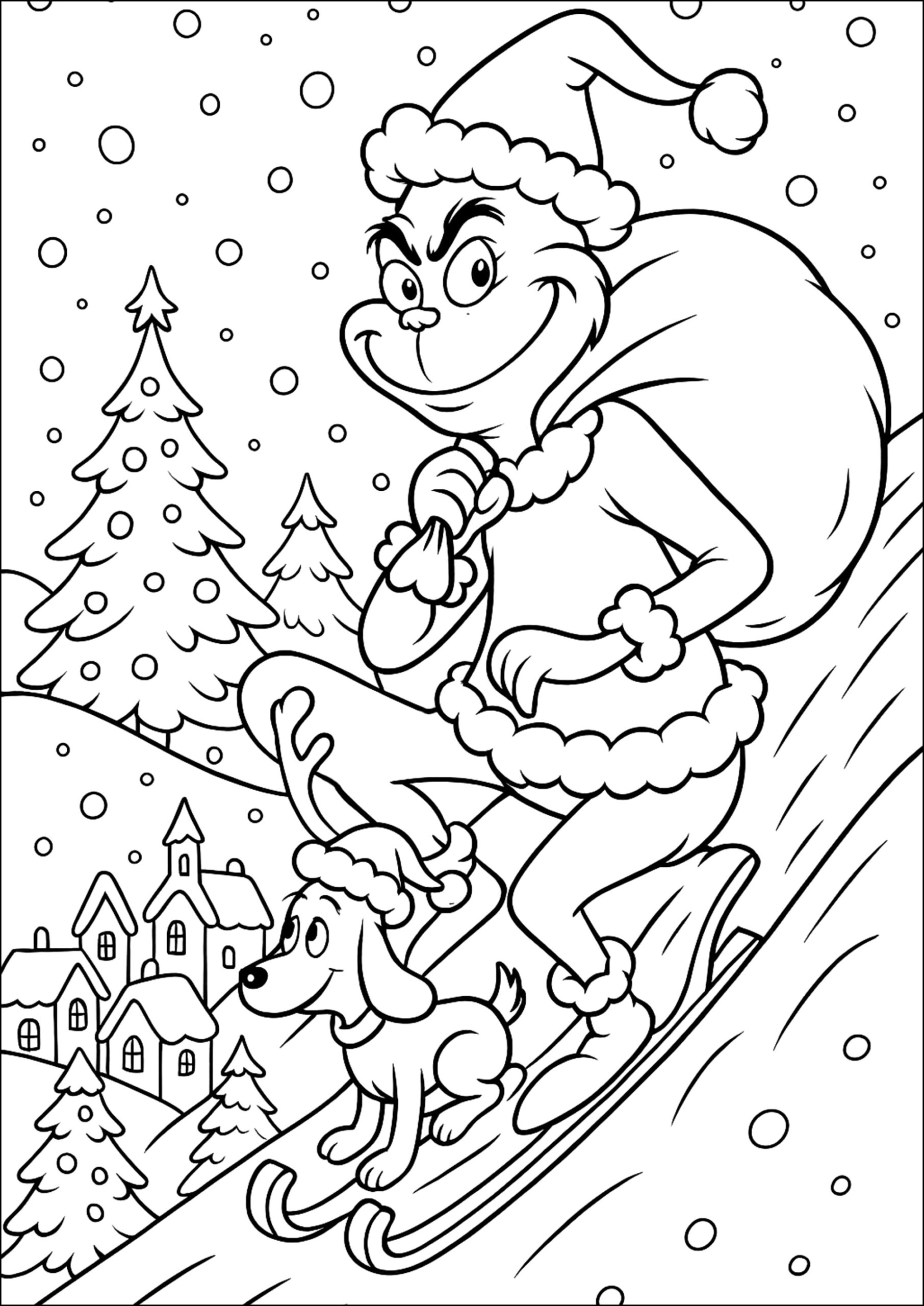 Sled The Grinch Coloring Pages Sled The Grinch Coloring Pages