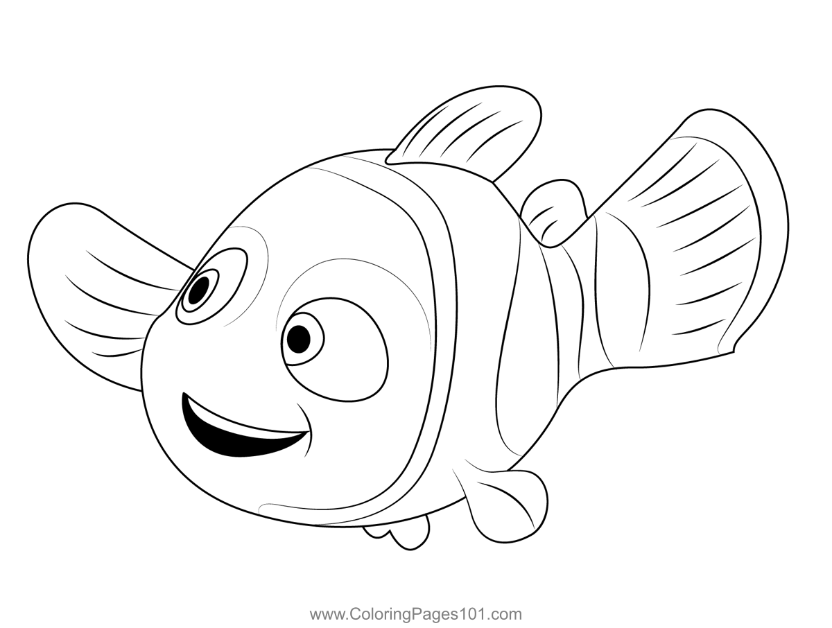 Smiling Nemo Coloring Page For Kids Free Finding Nemo Printable Coloring Pages Online For Kids ColoringPages101 Coloring Pages For Kids
