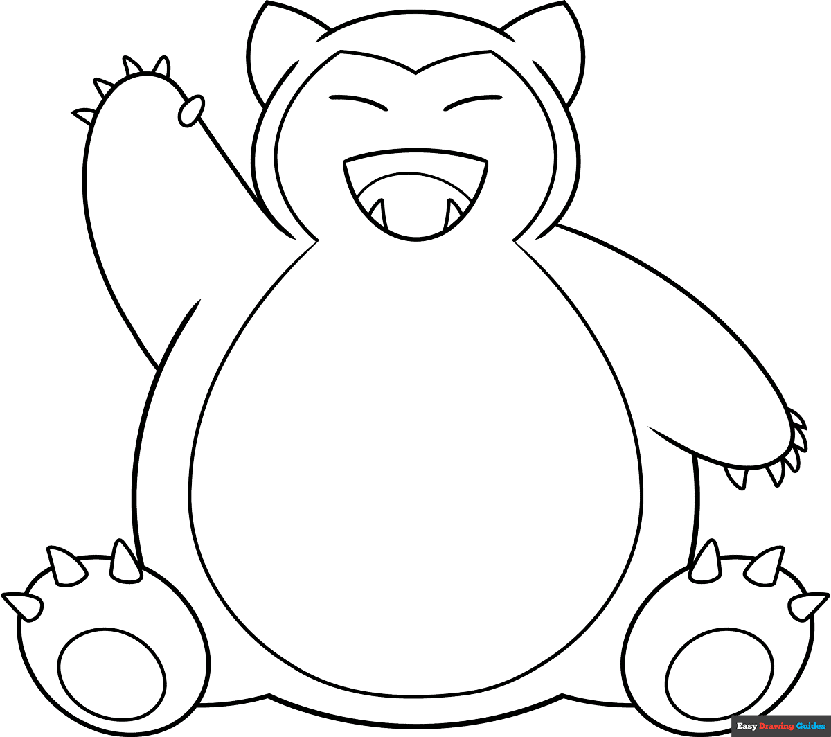 Snorlax Pok mon Coloring Page Easy Drawing Guides
