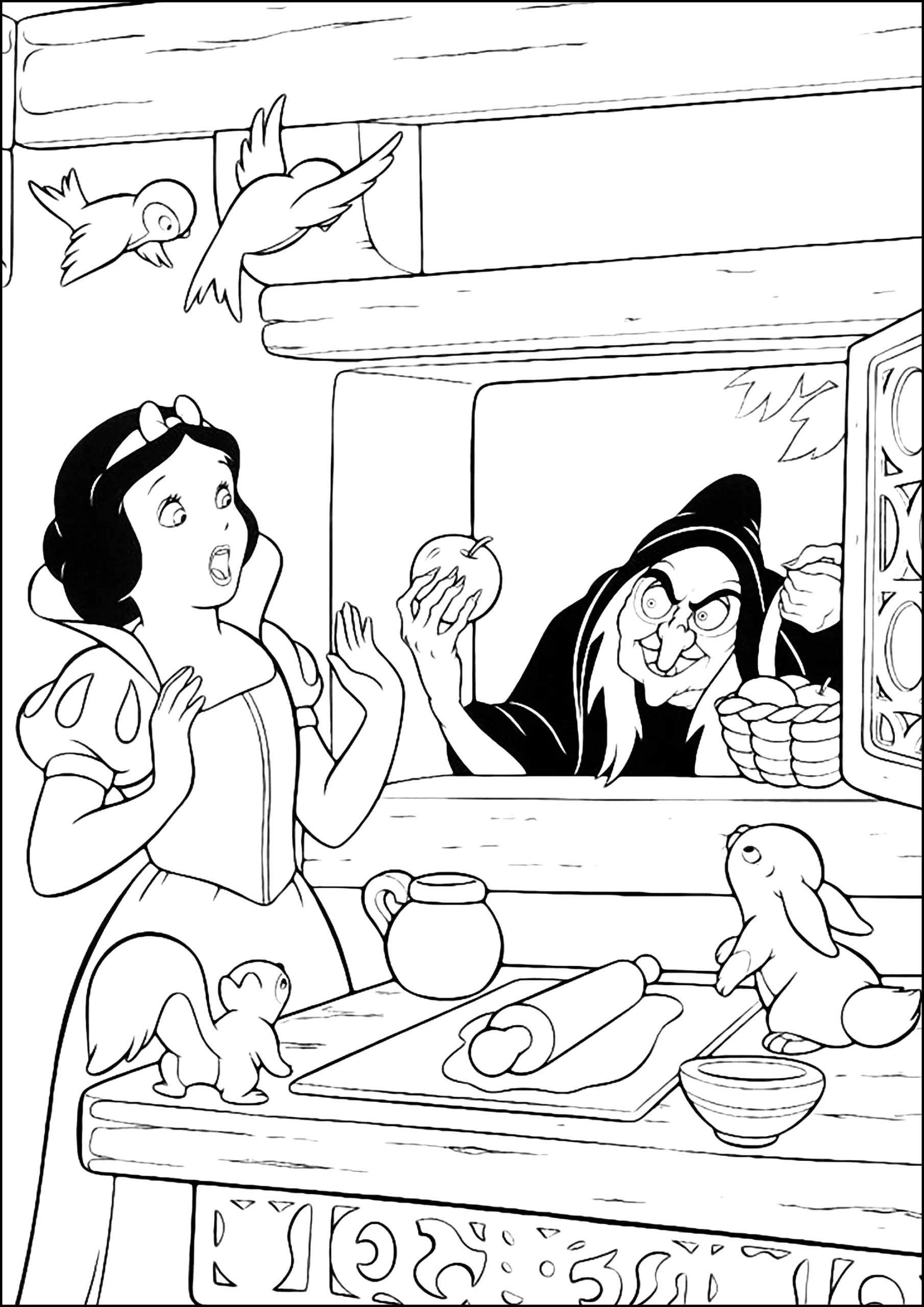 Snow White s Evil Queen Transformed Into A Witch Snow White Coloring Pages