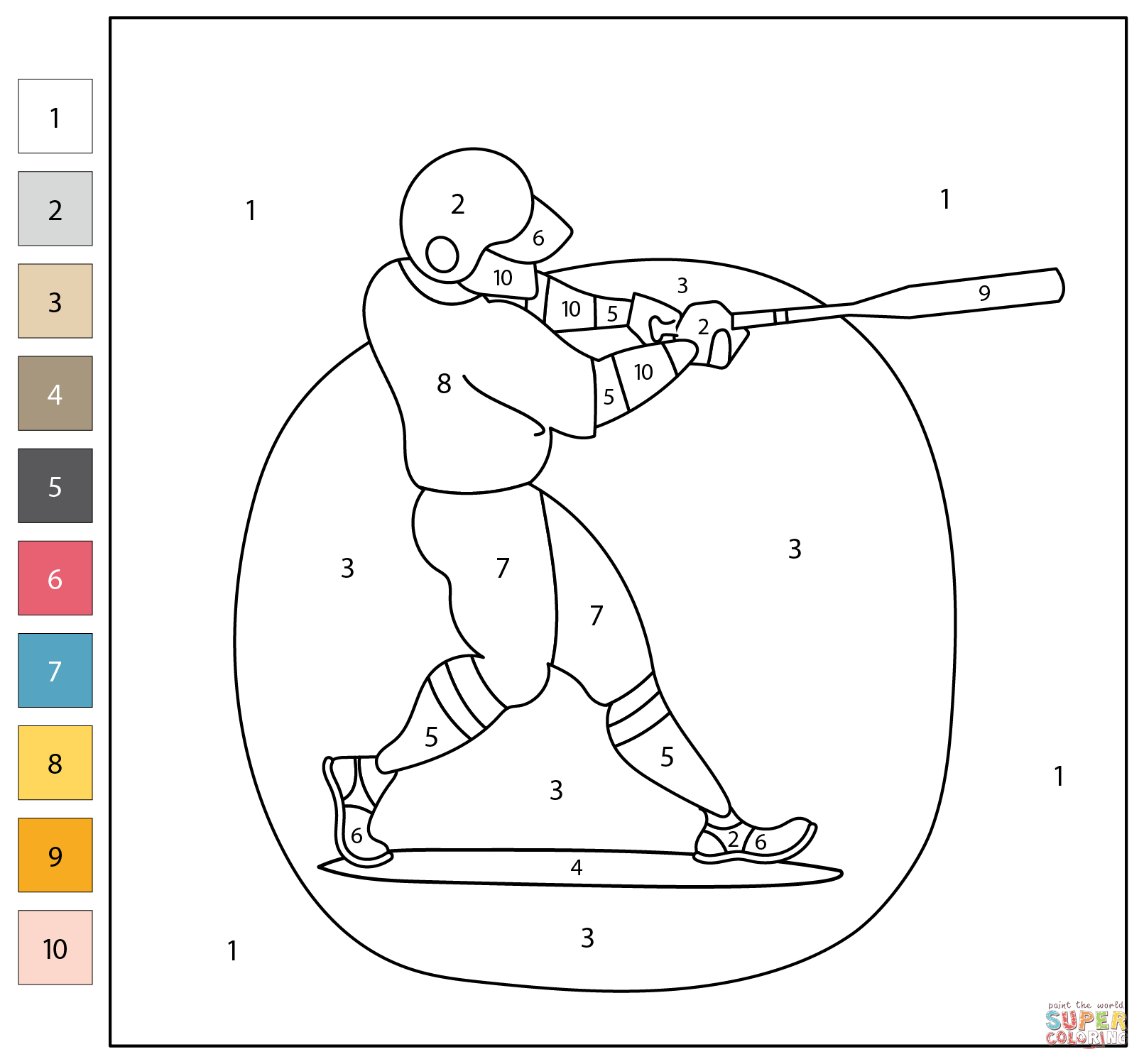 baseball color by number