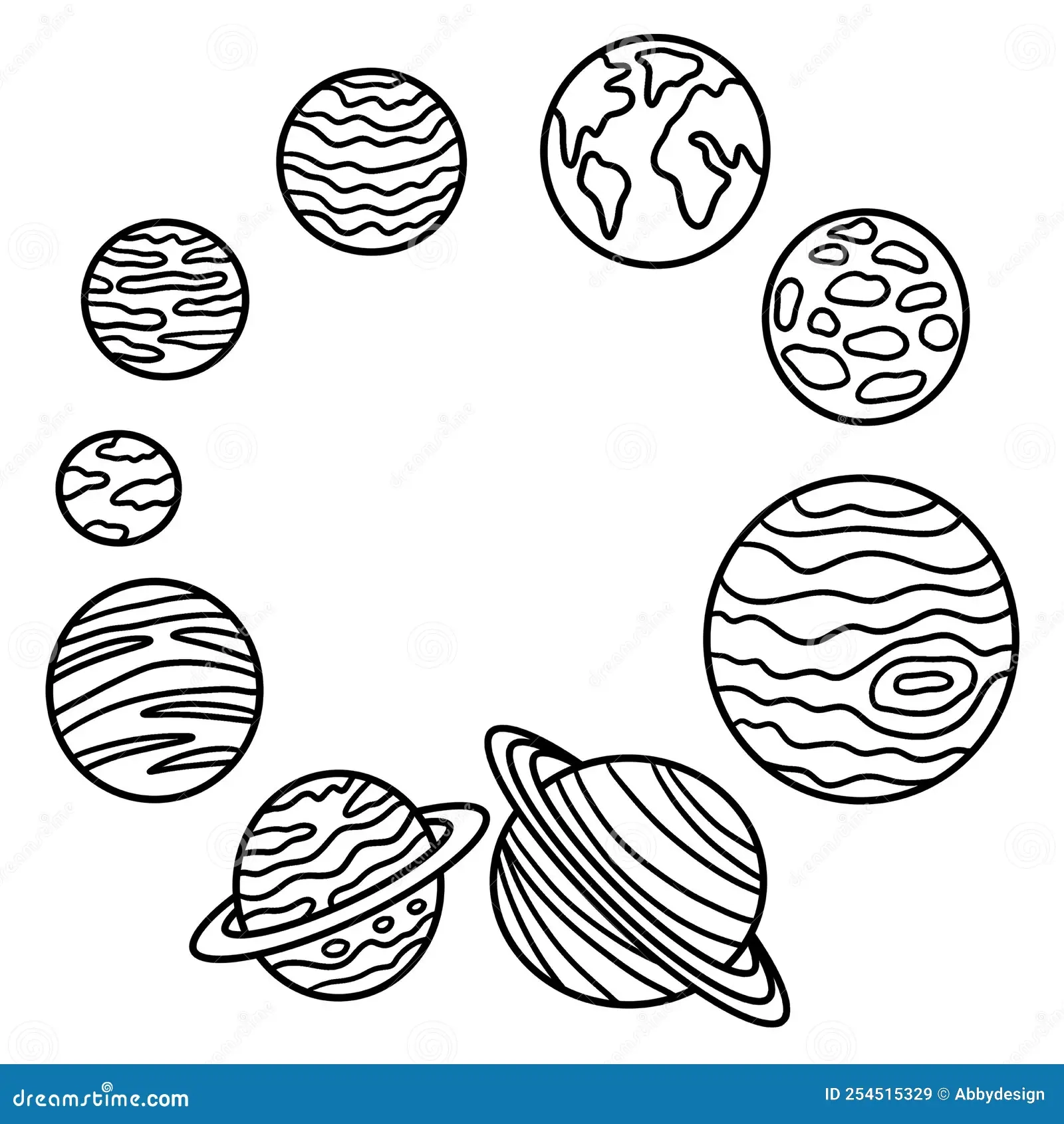 Solar System Isolated Coloring Page For Kids Stock Vector Illustration Of Meteoroid Galaxy 254515329
