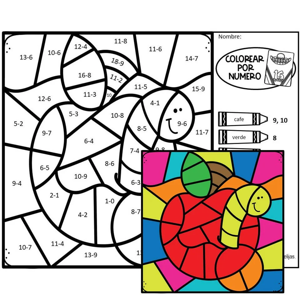 Spanish Back To School Color By Number Subtraction Facts Back To Schoo Bilingual Marketplace