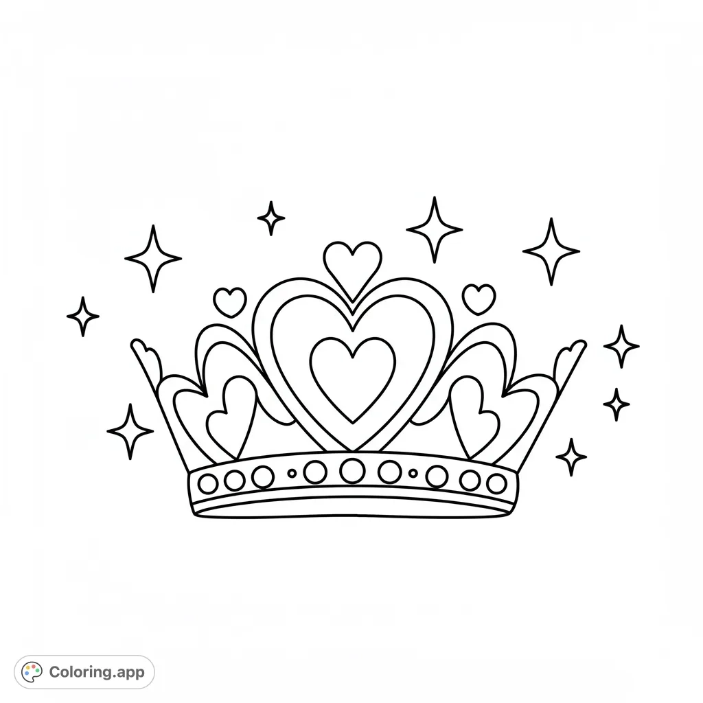 Sparkling Heart Princess Crown Coloring app