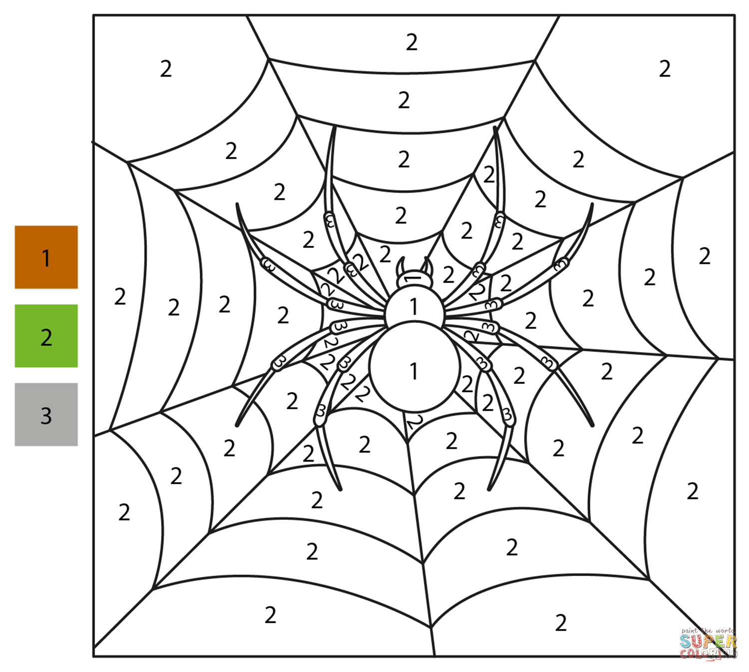 Spider Color By Number Coloring Page Free Printable
