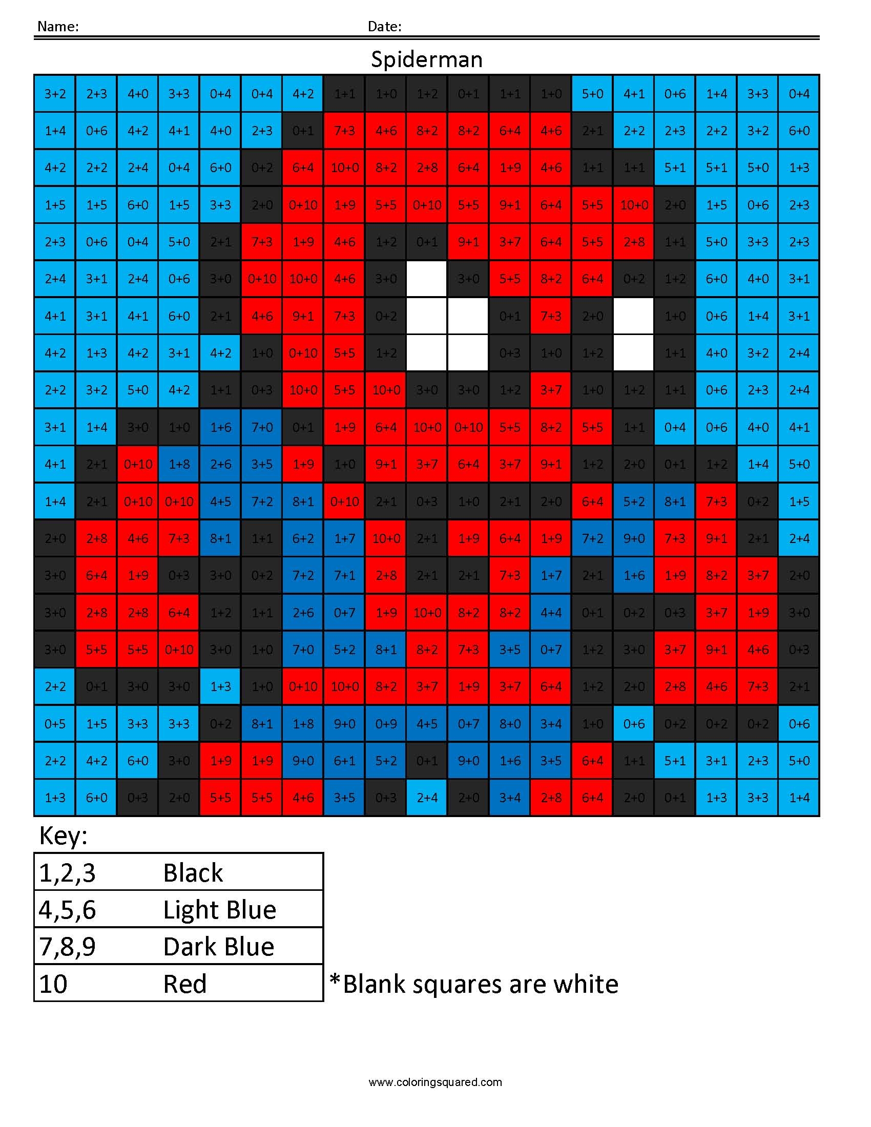 spiderman color by number