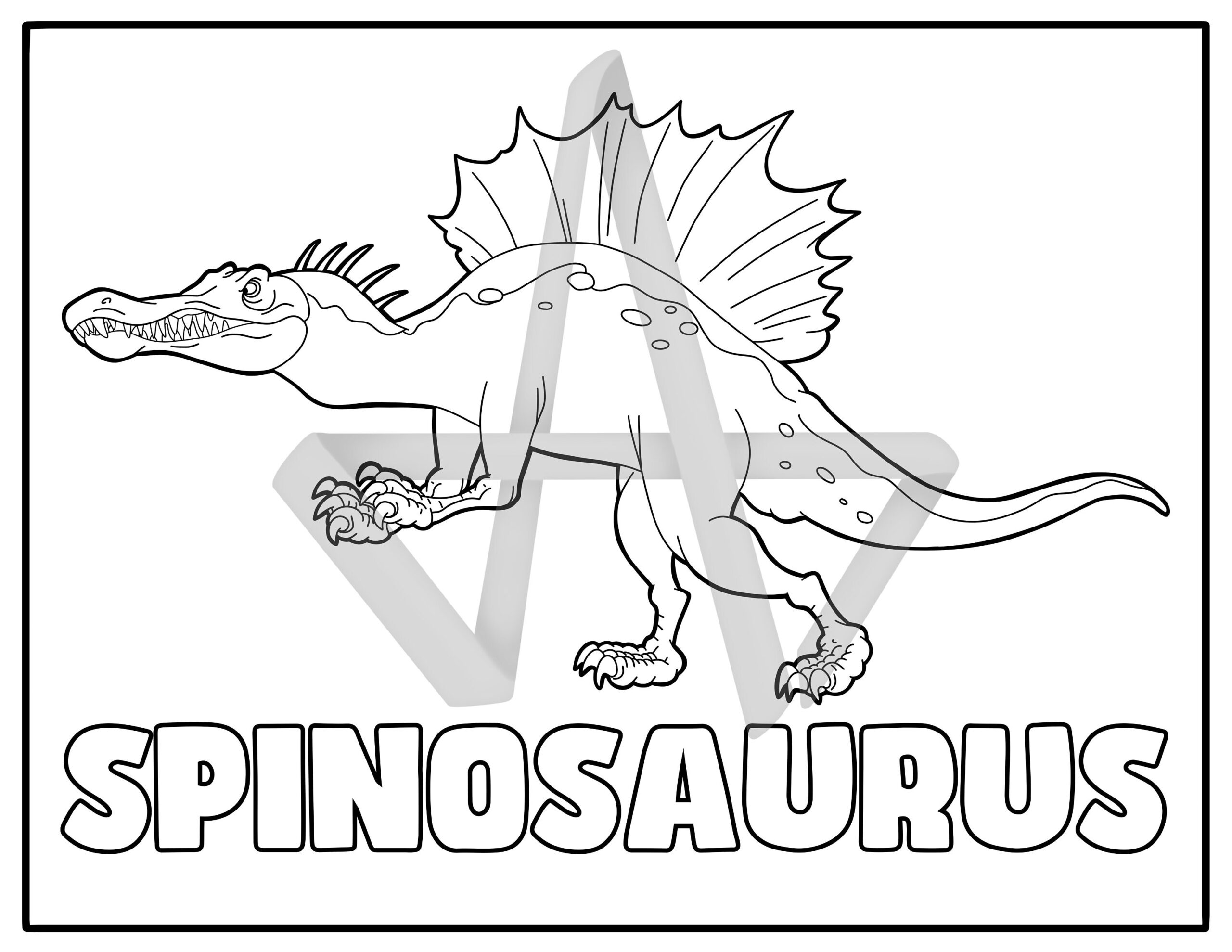 Spinosaurus Dinosaur Kids Adult Coloring Page Digital Etsy