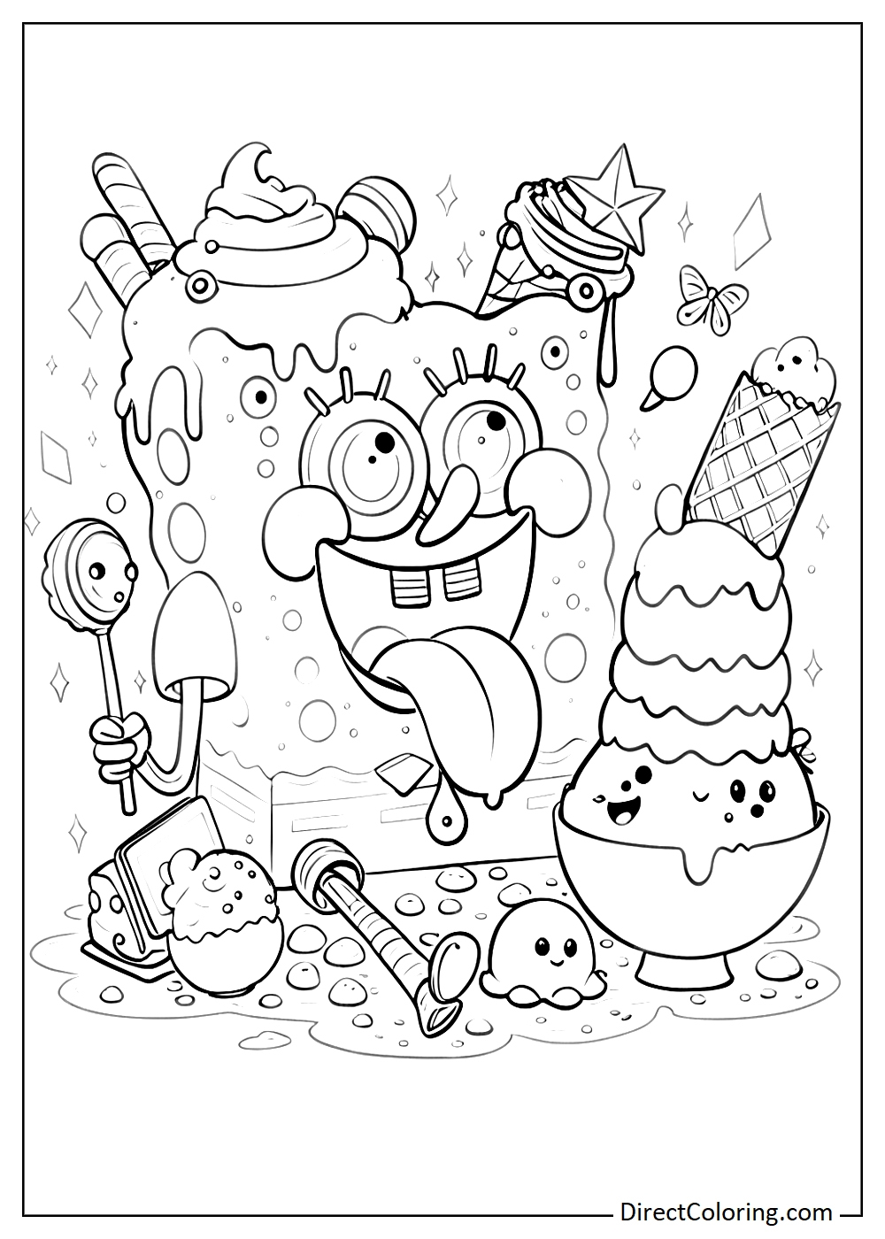 spongebob color pages to print