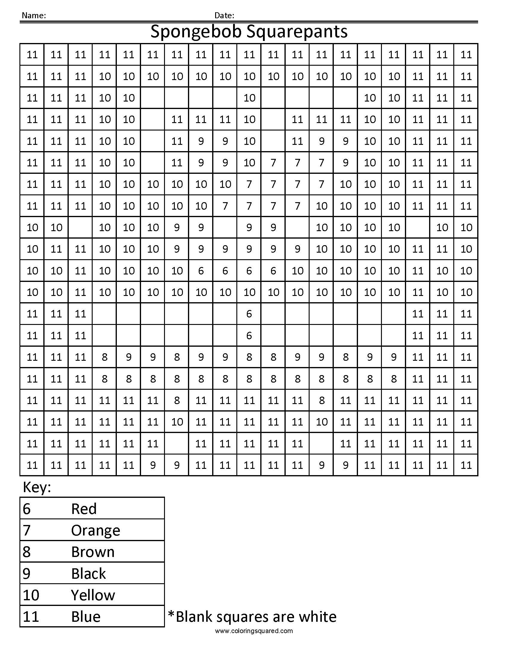 Spongebob Squarepants Color By Number Coloring Squared Worksheets Library Spongebob Squarepants Color By Number Coloring Squared Worksheets Library