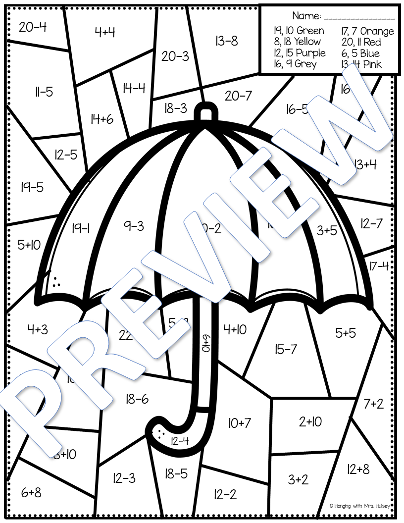 1st grade color by number