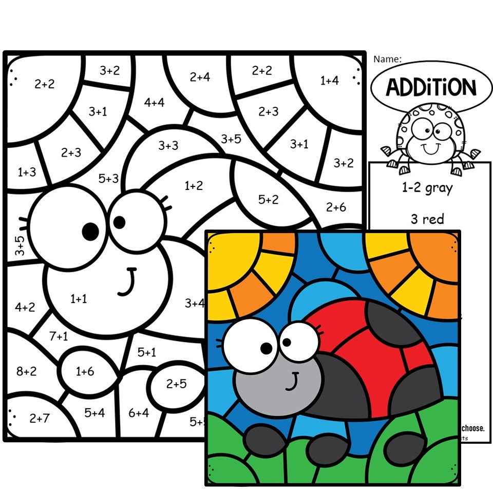 Spring Color By Number Addition To 10 Insects Bugs Made By Teachers