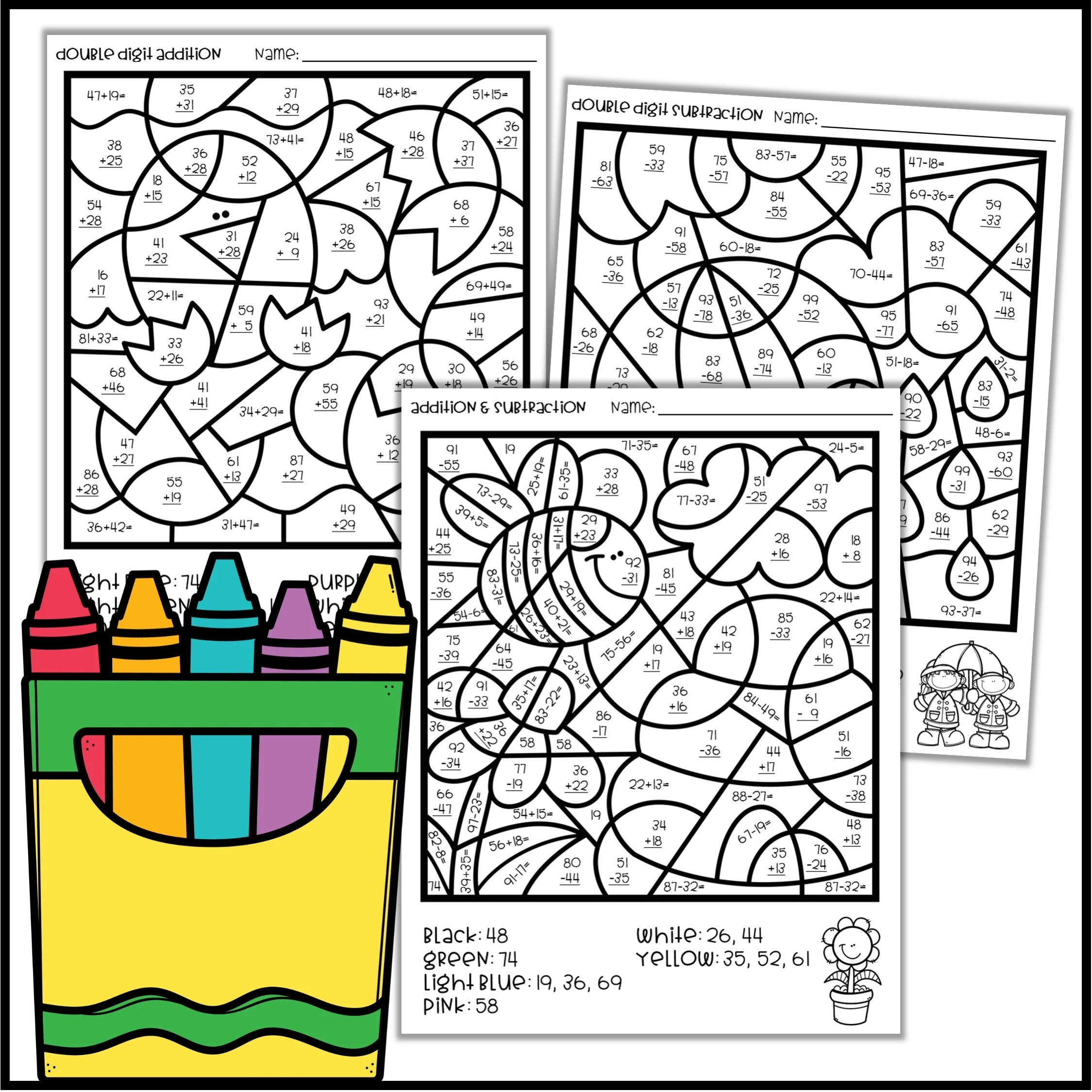 Spring Color By Number Double Digit Addition Subtraction Teaching With Briana Beverly Spring Color By Number Double Digit Addition Subtraction Teaching With Briana Beverly