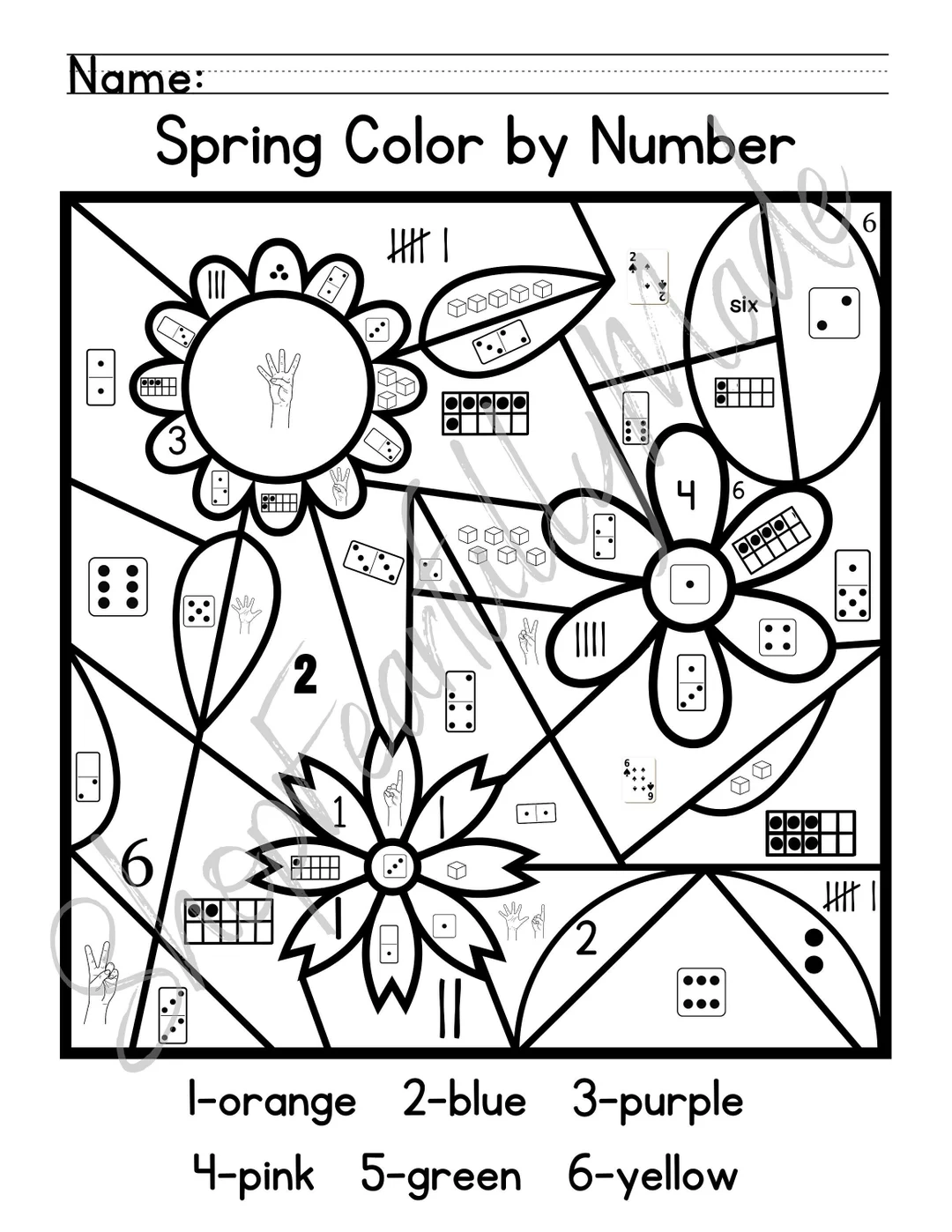 Spring Color By Number Subitizing Etsy